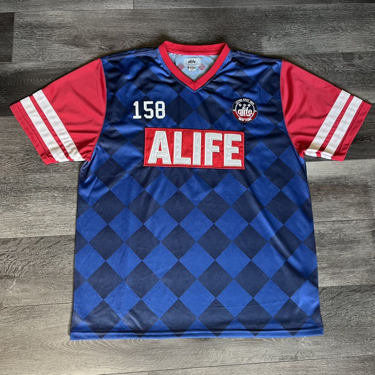 Vintage Alife Embroidered Logo Soccer Jersey Blue Red Rare