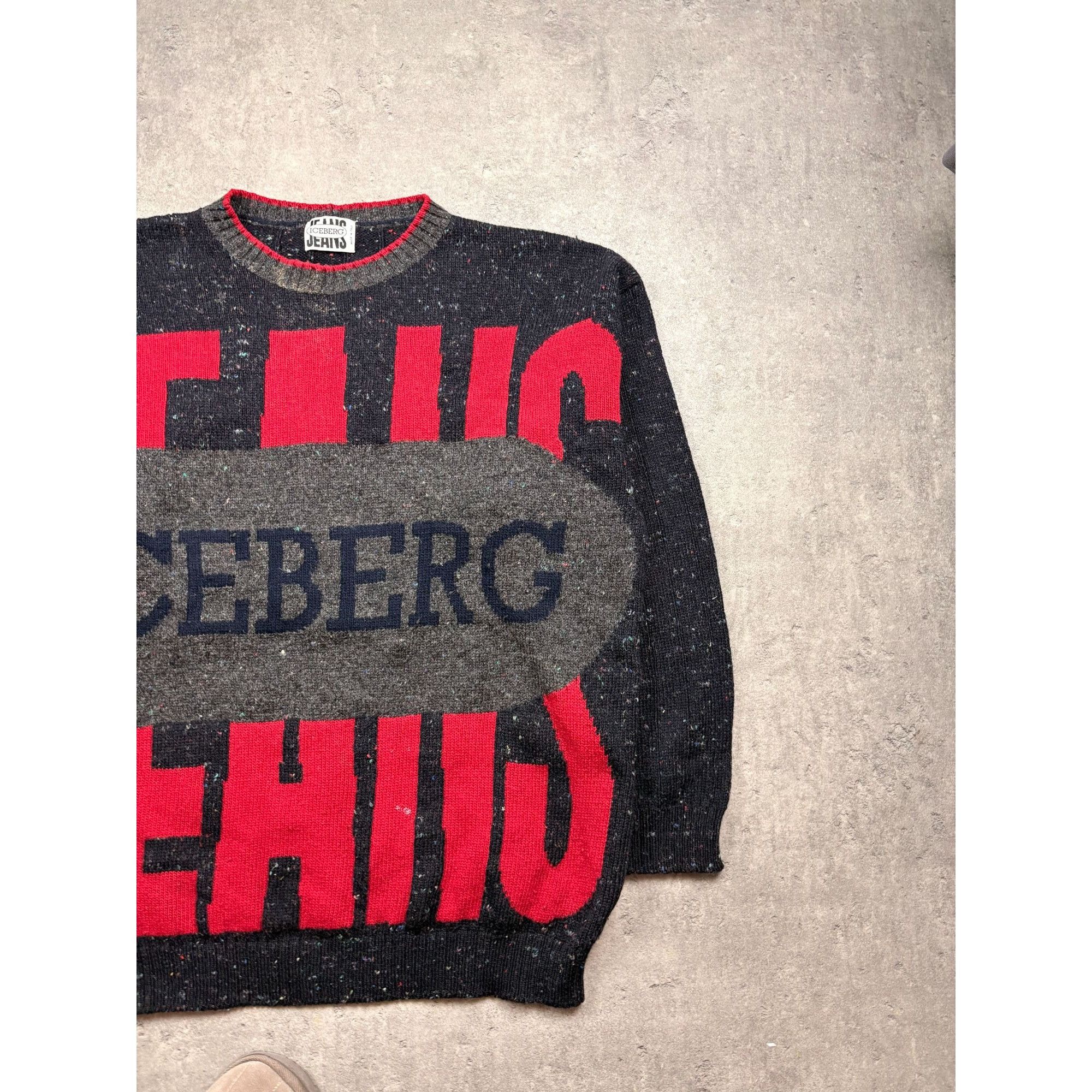 Iceberg Vintage Iceberg Jeans Mens Graphic Knit Sweater Bold Red & G Size US M / EU 48-50 / 2 - 3 Thumbnail