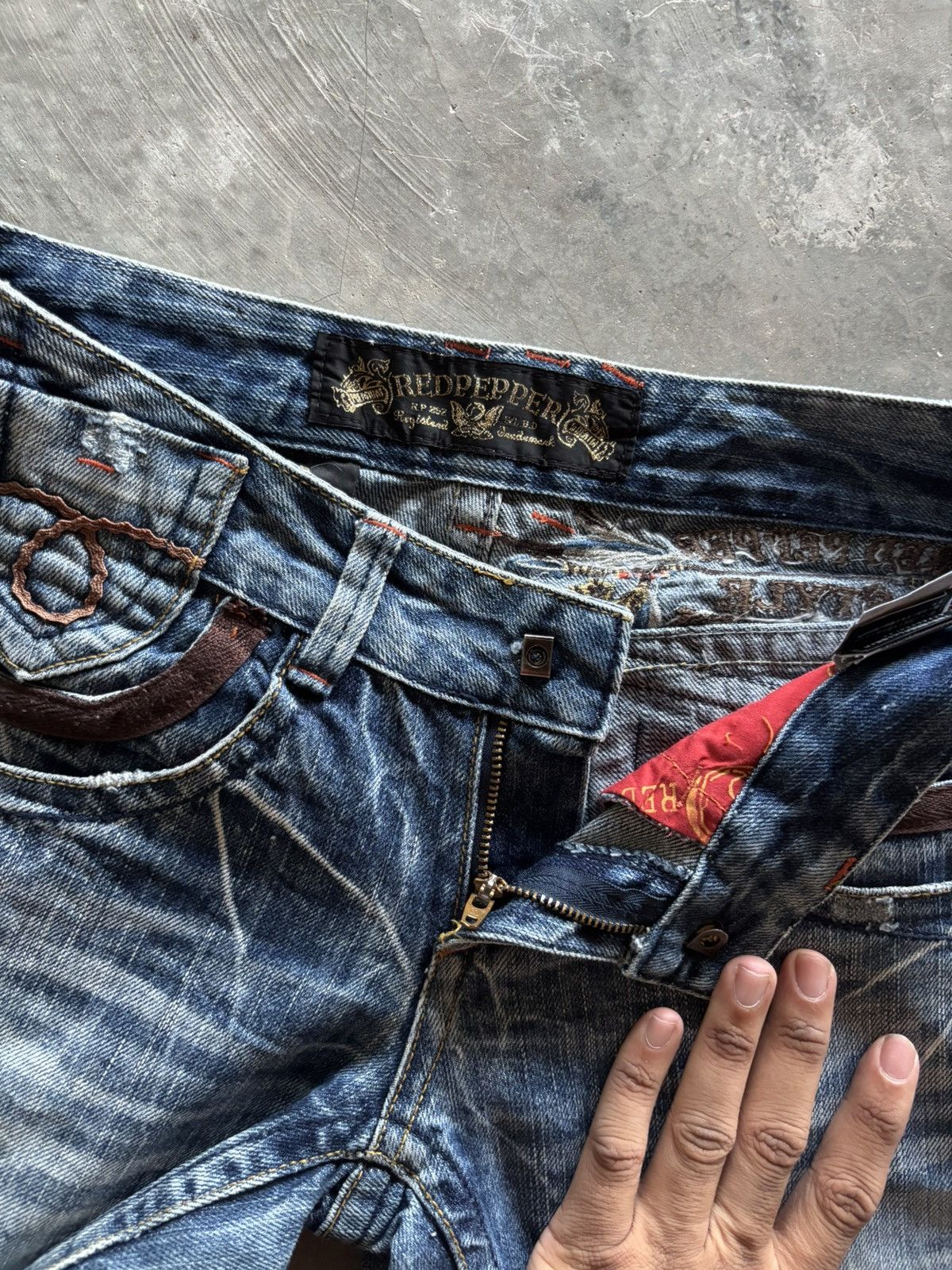 Hysteric Glamour RED PEPPER flare low rise japanese denim faded whiskered Size US 28 / EU 44 - 4 Thumbnail