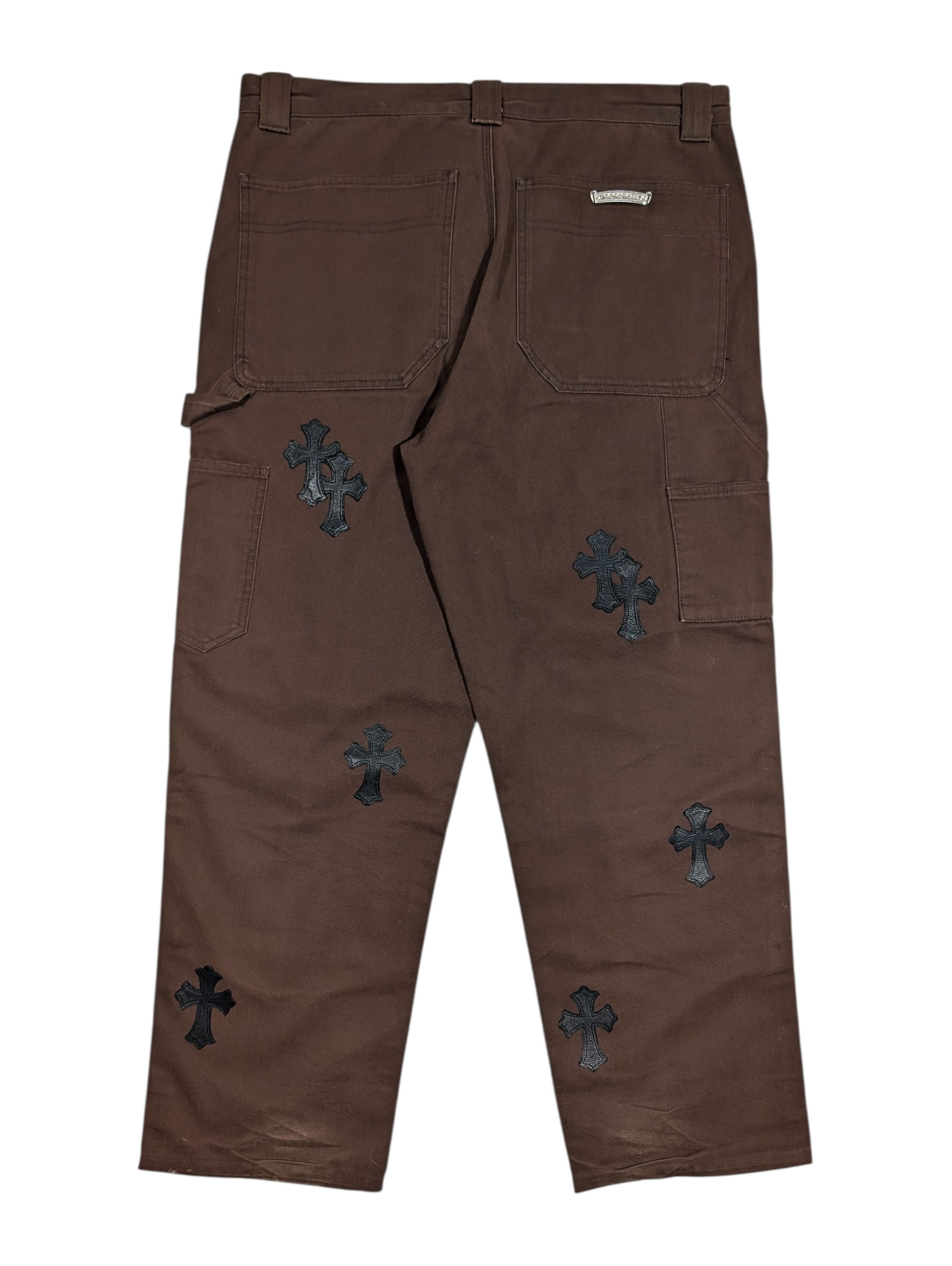 Chrome Hearts Brown Double Knee Cross Patch Carpenter Pants Size US 34 / EU 50 - 2 Thumbnail
