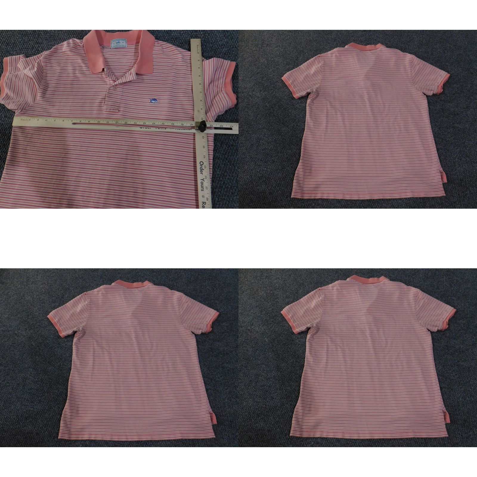 Southern Tide Southern Tide Polo Shirt Mens L Pink White Striped Cotton Casual Short Sleeve Collar Logo Golf Summer 2020s Size US L / EU 52-54 / 3 - 8 Thumbnail