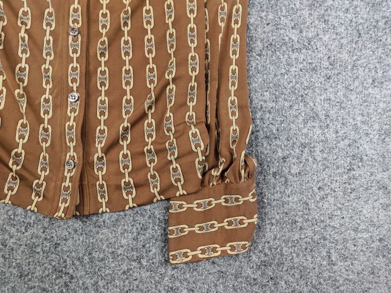 Celine Vintage 70's Celine Pure Silk Monogram Logo Blouse Shirt Size M / US 6-8 / IT 42-44 - 9 Thumbnail