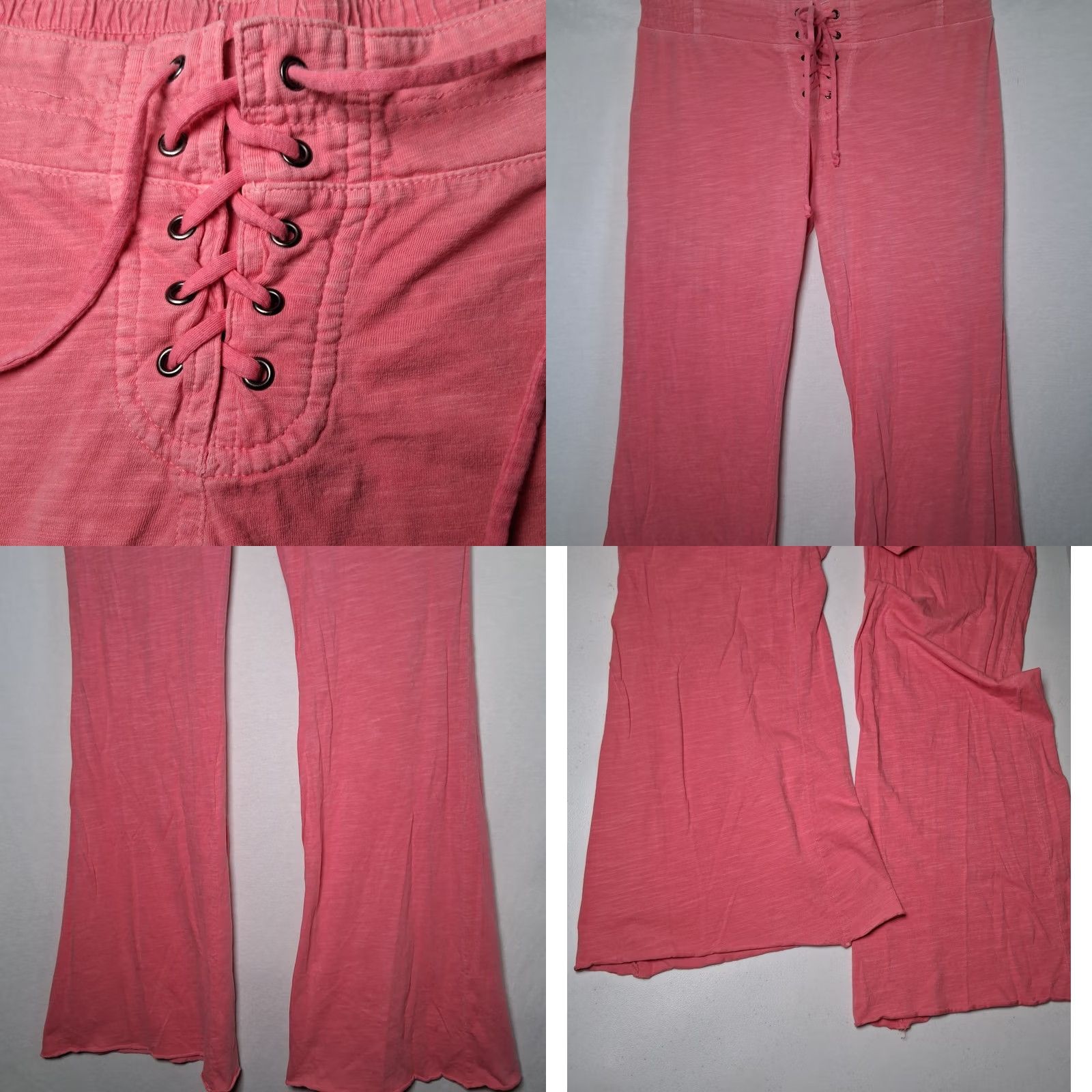 Vintage ROXY Estilo Pants M Pink Bootcut Lace Up Knit Athleisure Y2K Low Rise Womens Size 32" / US 10 / IT 46 - 8 Thumbnail