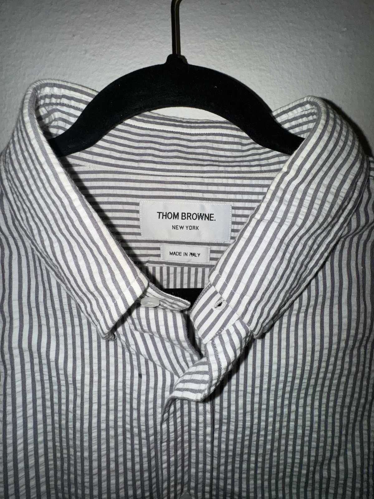 Thom Browne Seersucker short sleeve button up shirt Size US L / EU 52-54 / 3 - 3 Thumbnail