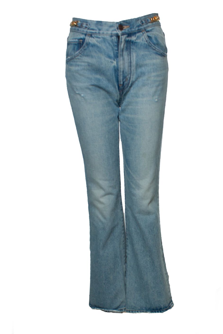 Celine Celine, Blue flared jeans with gold details Size 27" / US 4 / IT 40 - 1 Thumbnail