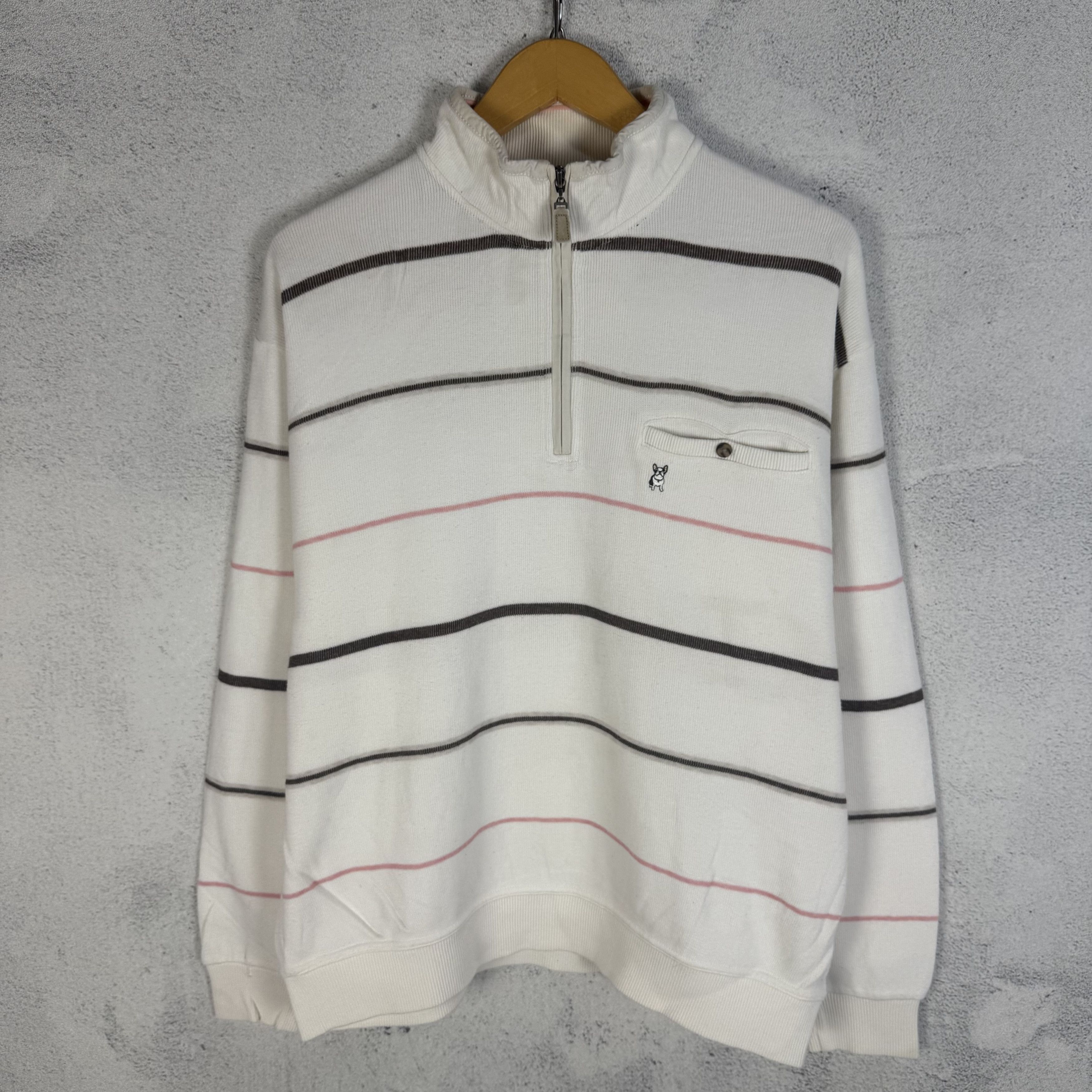 Vintage Vintage Macbeth Stripes Halfzip Sweatshirt Crewneck Size US L / EU 52-54 / 3 - 1 Thumbnail
