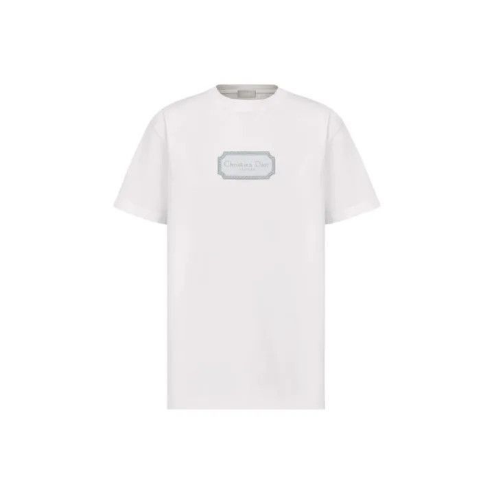 Dior Dior Dior White Embroidered Logo T-Shirt for Men 0079-2507 Size US L / EU 52-54 / 3 - 1 Thumbnail