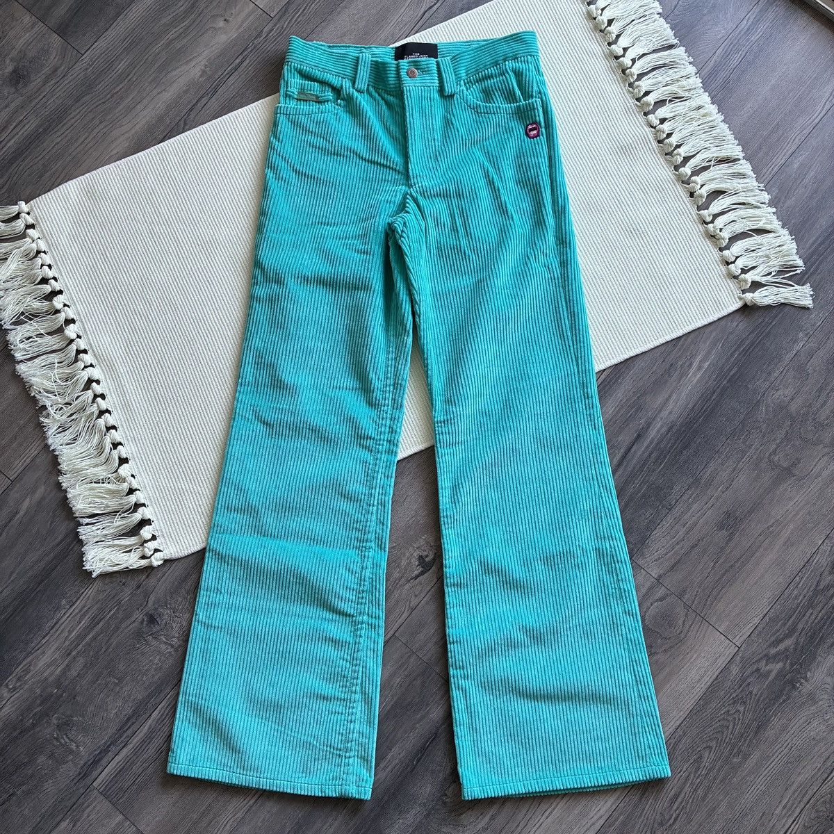 Marc Jacobs Marc Jacobs Corduroy Flared Turquoise Wide Leg Jeans Size 27" / US 4 / IT 40 - 2 Thumbnail