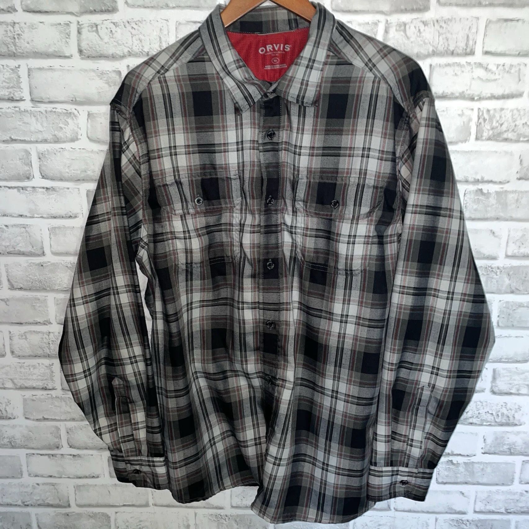 Orvis Orvis Shirt Plaid Gray Long Sleeve Button-Down Flannel XL Mens Size US XL / EU 56 / 4 - 2 Thumbnail