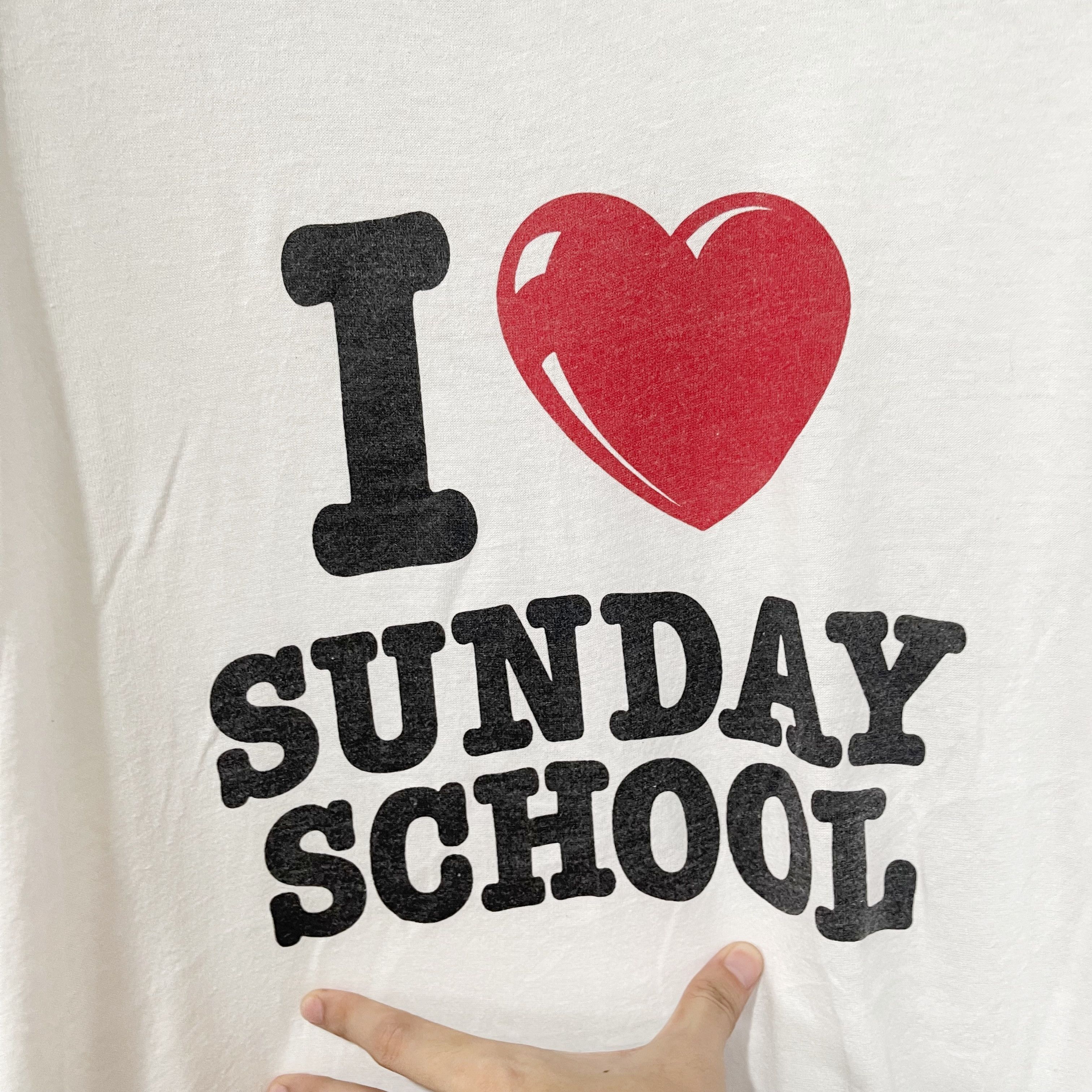 Vintage Vintage 90s I Love Sunday School T-Shirt Size US L / EU 52-54 / 3 - 2 Thumbnail