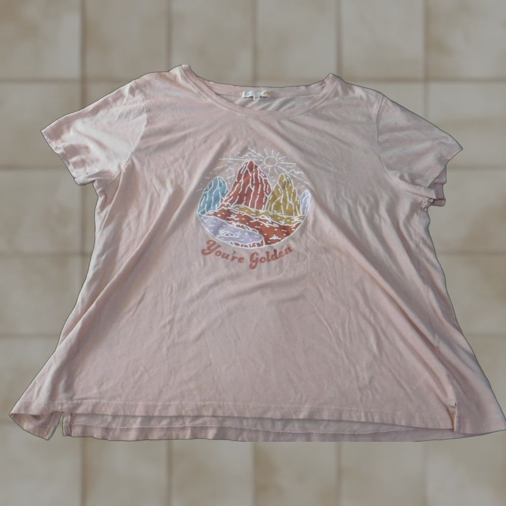 Vintage C&C California Blouse Womens 2X Plus Pink Short Sleeve Pullover Knit Cotton Rayon Button Collared Casual Basic Size XXL / US 16-18 / IT 52-54 - 1 Thumbnail