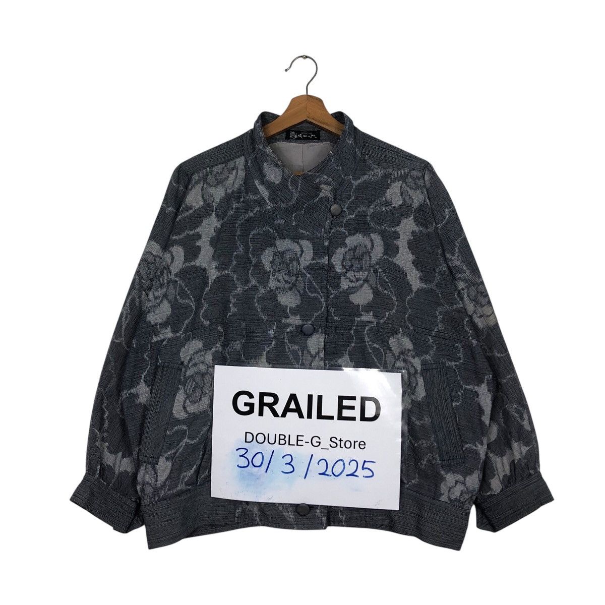 Issey Miyake 📌Vintage Bomber Jacket Quilted Flower Full Print Rich Grey Size US M / EU 48-50 / 2 - 1 Thumbnail