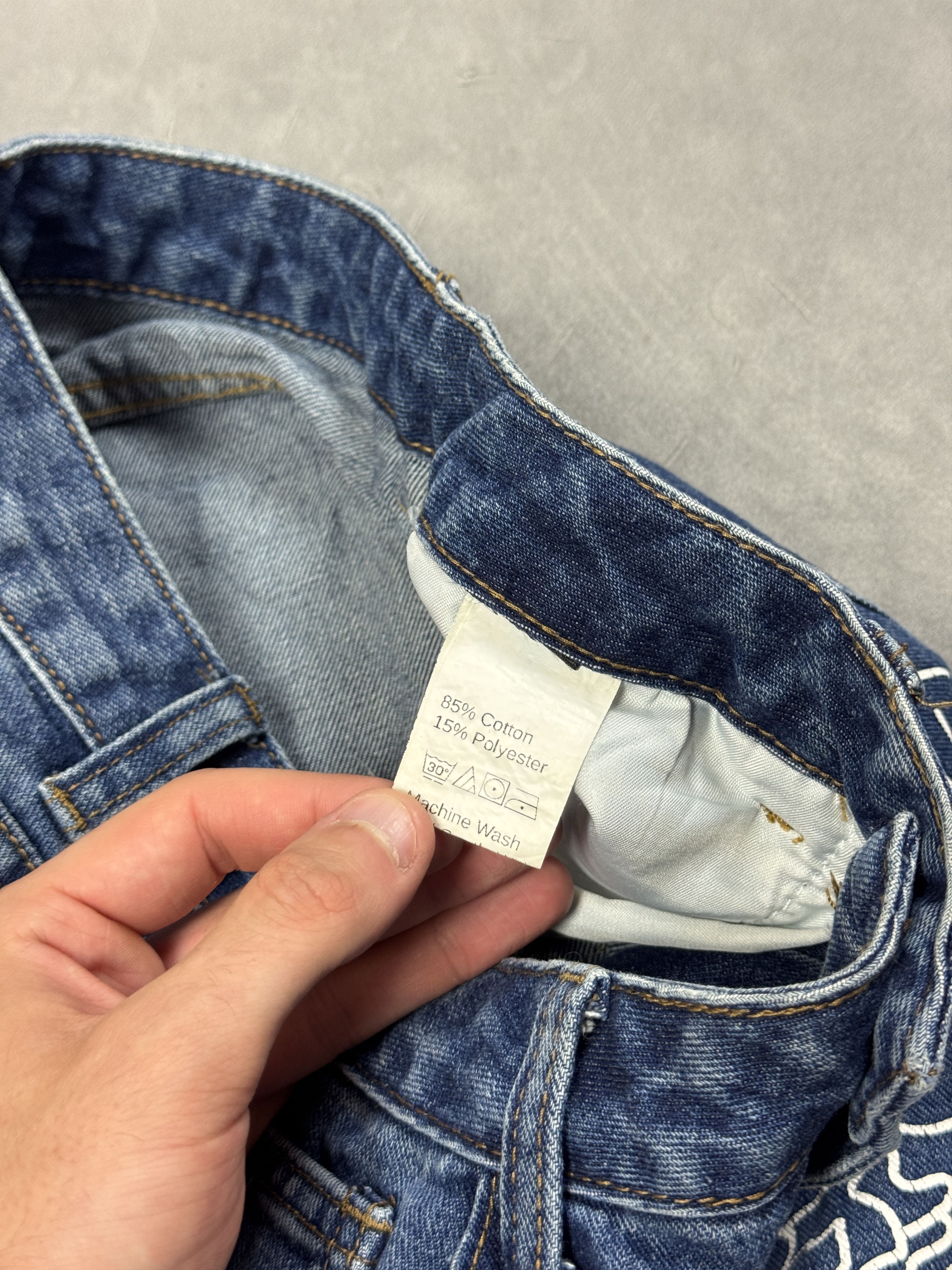Vintage Y2K Denim Baggy Jeans with Retro Graphic Prints (S) 90s Size 26" / US 2 / IT 38 - 9 Thumbnail