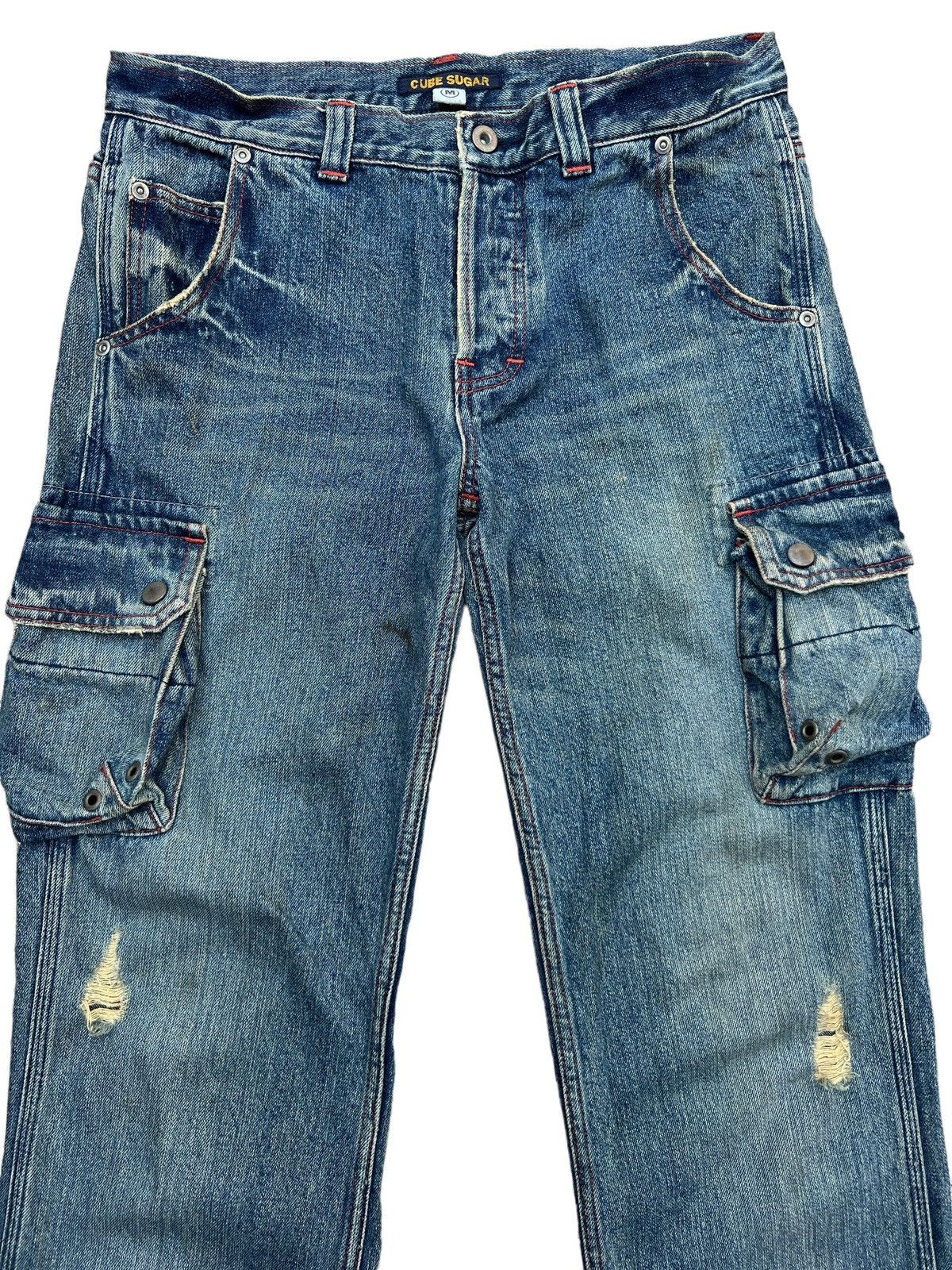 Japanese Brand Cube Sugar Multipocket Parachute Baggy Denim Jeans 33x31 Size US 33 - 4 Thumbnail