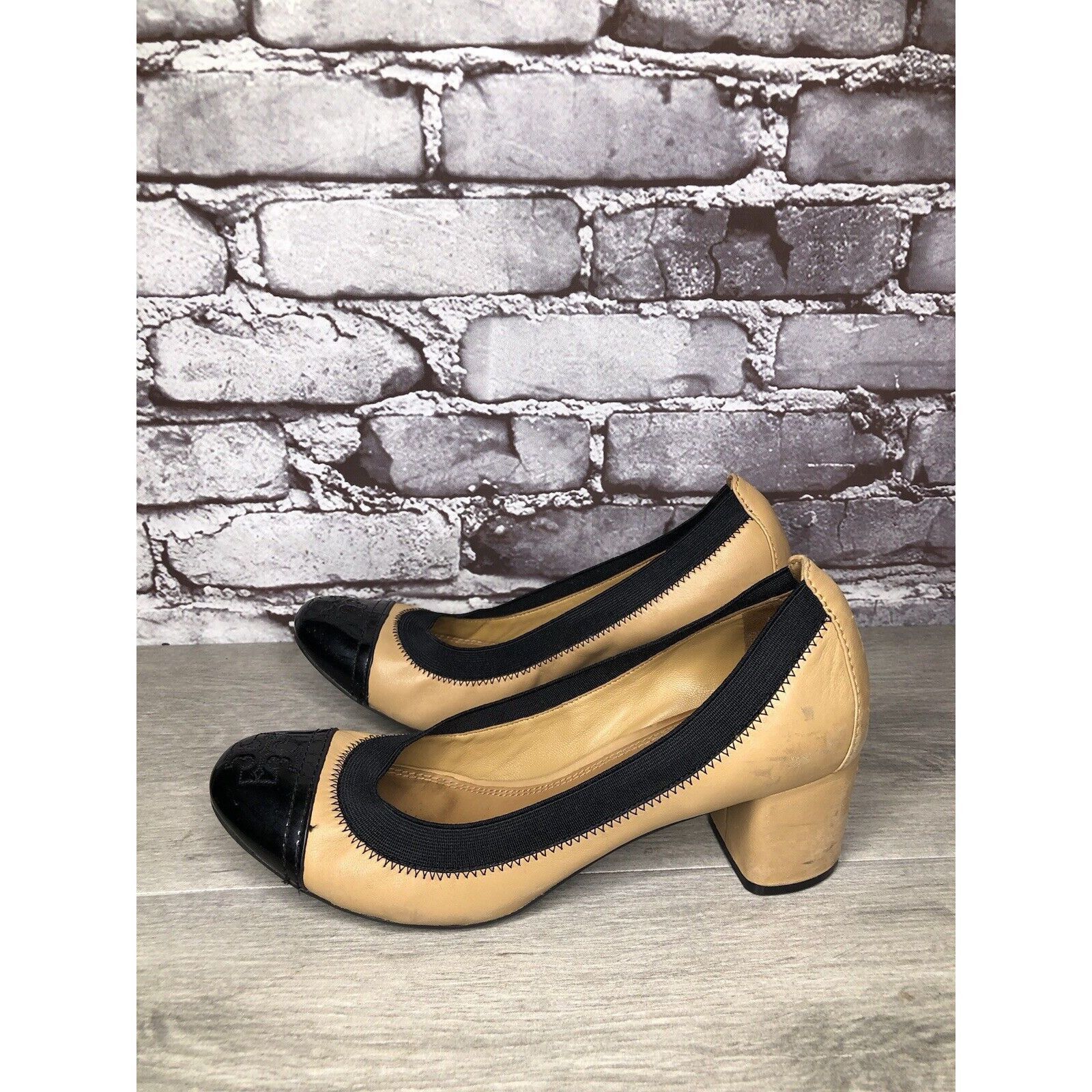 Tory Burch Tory Burch Tan Leather Black Patent Leather Block Heels Wome Size US 8.5 / IT 38.5 - 5 Thumbnail