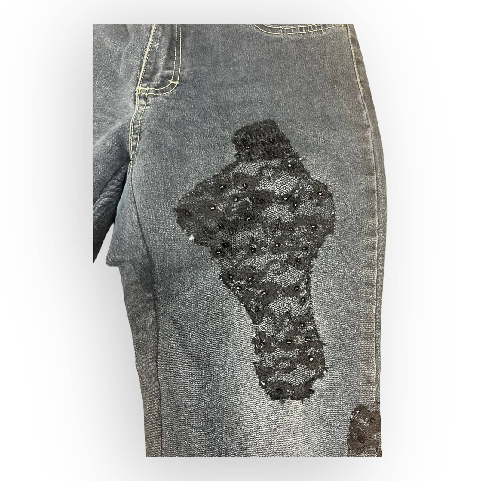 Vintage Cache Vintage | Y2K Bootcut Jeans Lace Inserts | 8 Size 30" / US 8 / IT 44 - 9 Thumbnail