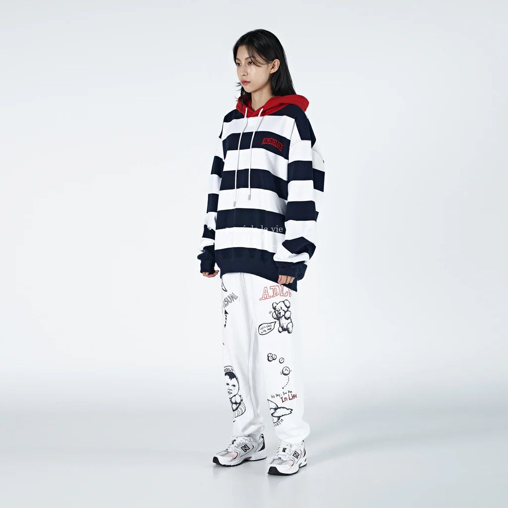 acme de la vie acmé de la vie STRIPE ARCH LOGO HOODIE NAVY Size US L / EU 52-54 / 3 - 5 Thumbnail