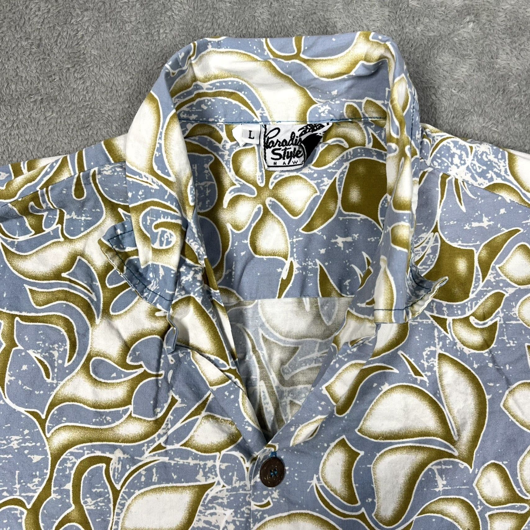 Paradise Paradise Style Men's Hawaiian Button-Up Shirt L Large Floral Print Multicolor Short Sleeve Collared Button-Down Aloha Style Size US L / EU 52-54 / 3 - 6 Thumbnail