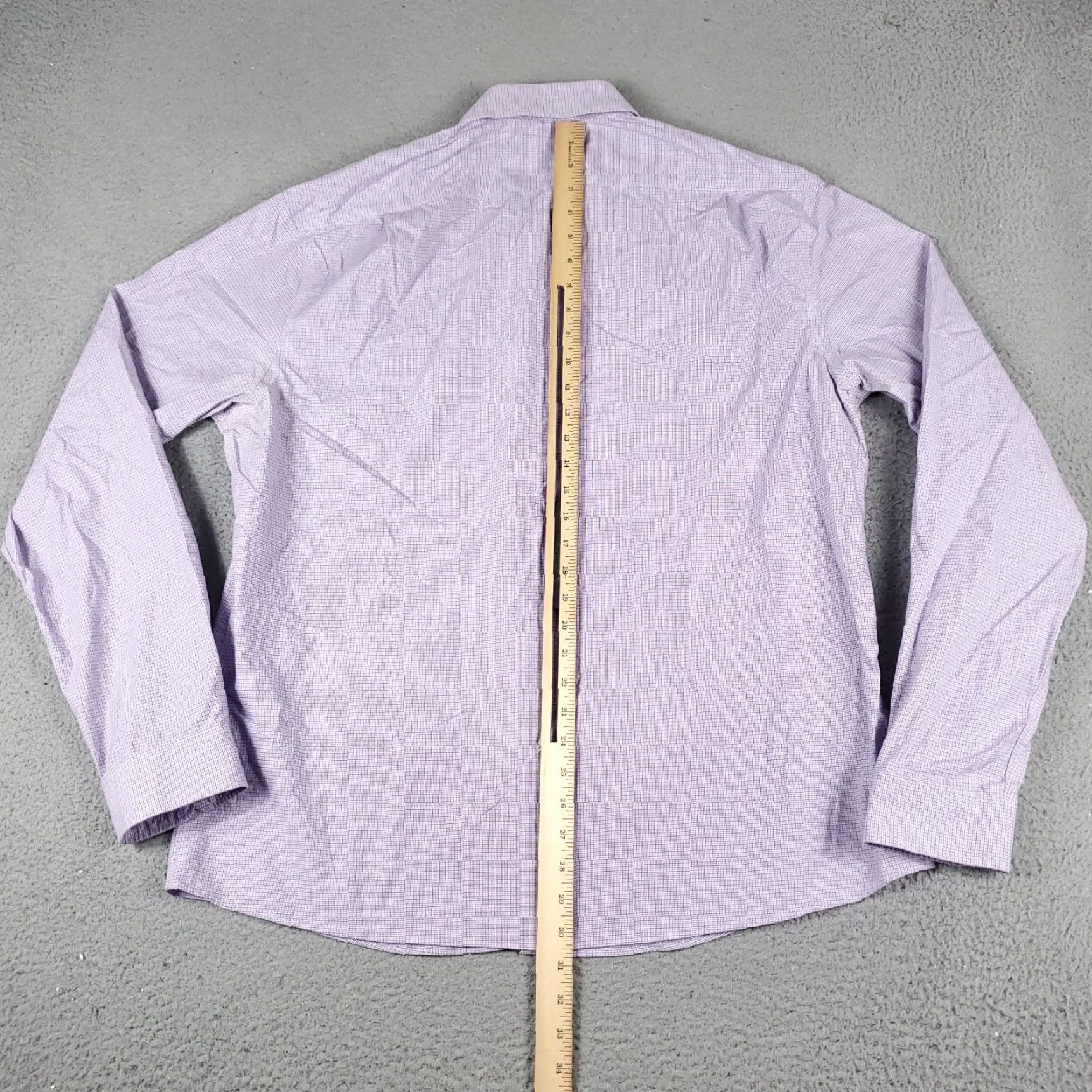 Tommy Hilfiger Tommy Hilfiger Dress Shirt 17.5 Purple Check Long Sleeve Button Up Mens Size 46R - 6 Thumbnail