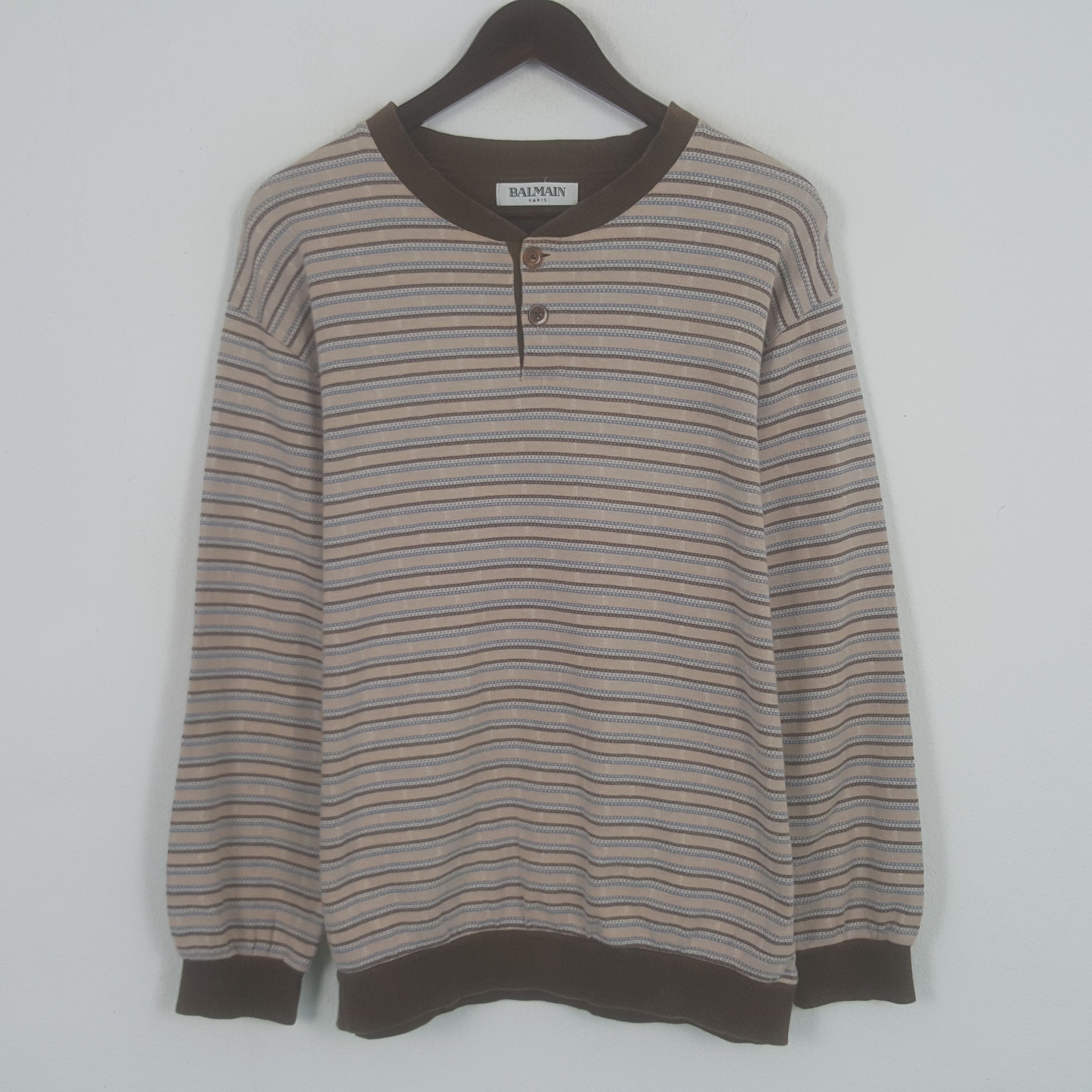 Balmain × Vintage Vintage Balmain Striped Sweatshirt Size US M / EU 48-50 / 2 - 1 Thumbnail