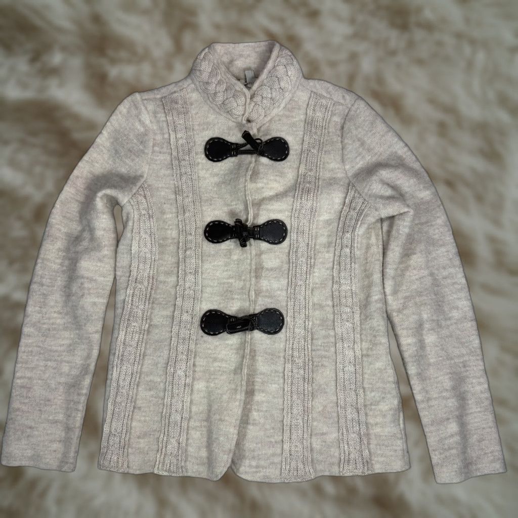 Vintage Venario Women's Beige Wool Cardigan Sweater Knit Trim Long Sleeve Sz S Size S / US 4 / IT 40 - 1 Thumbnail