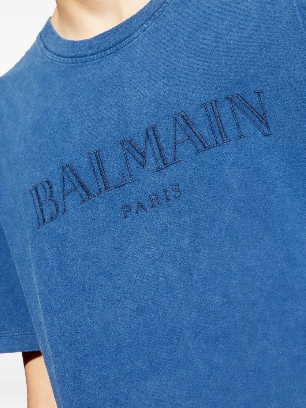 Balmain o1y0426 Logo Crewneck T-Shirt in Blue Size US XS / EU 42 / 0 - 4 Thumbnail
