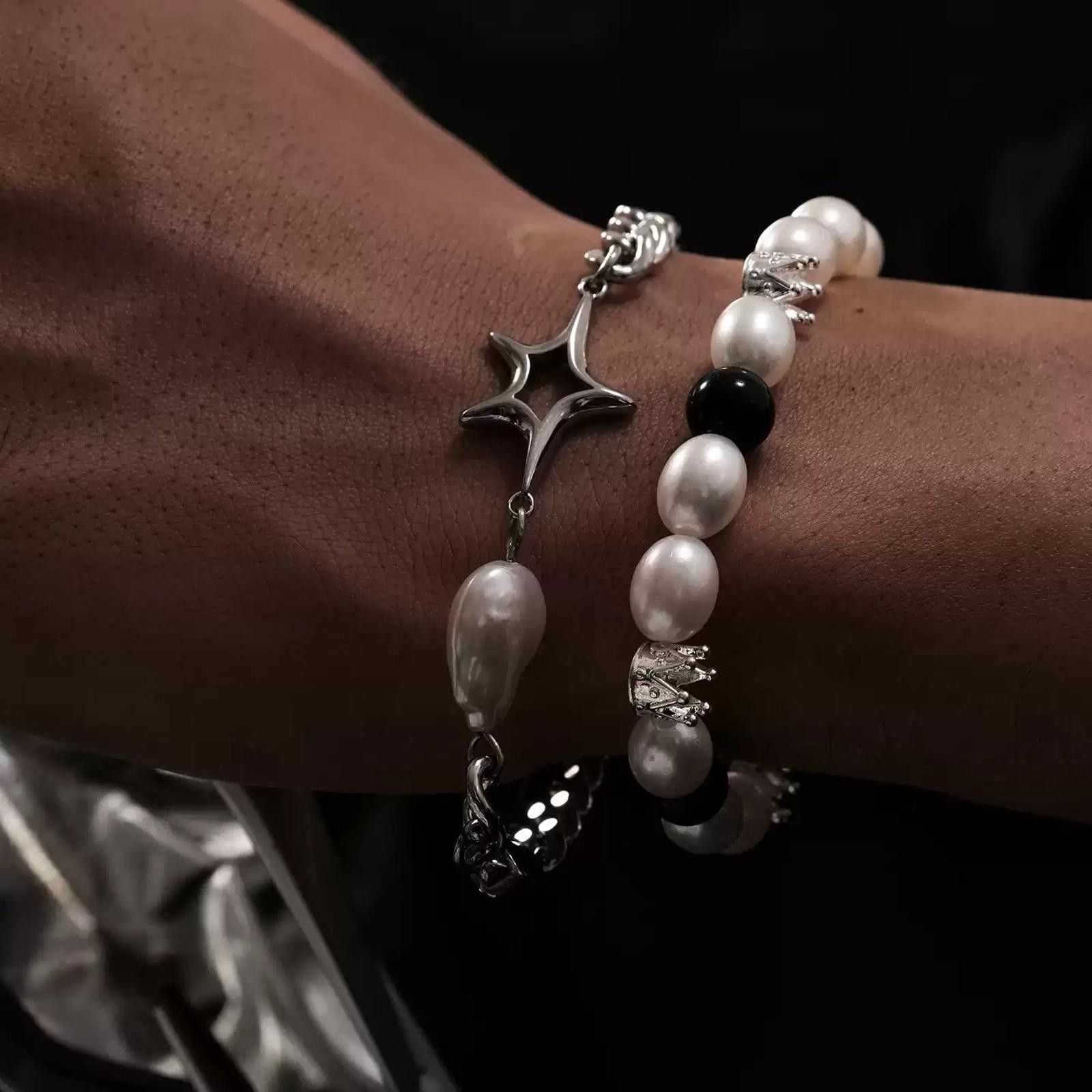 Jewelry Star & Pearl Layered Chain Bracelet | Sparkle Statement Size ONE SIZE - 4 Thumbnail