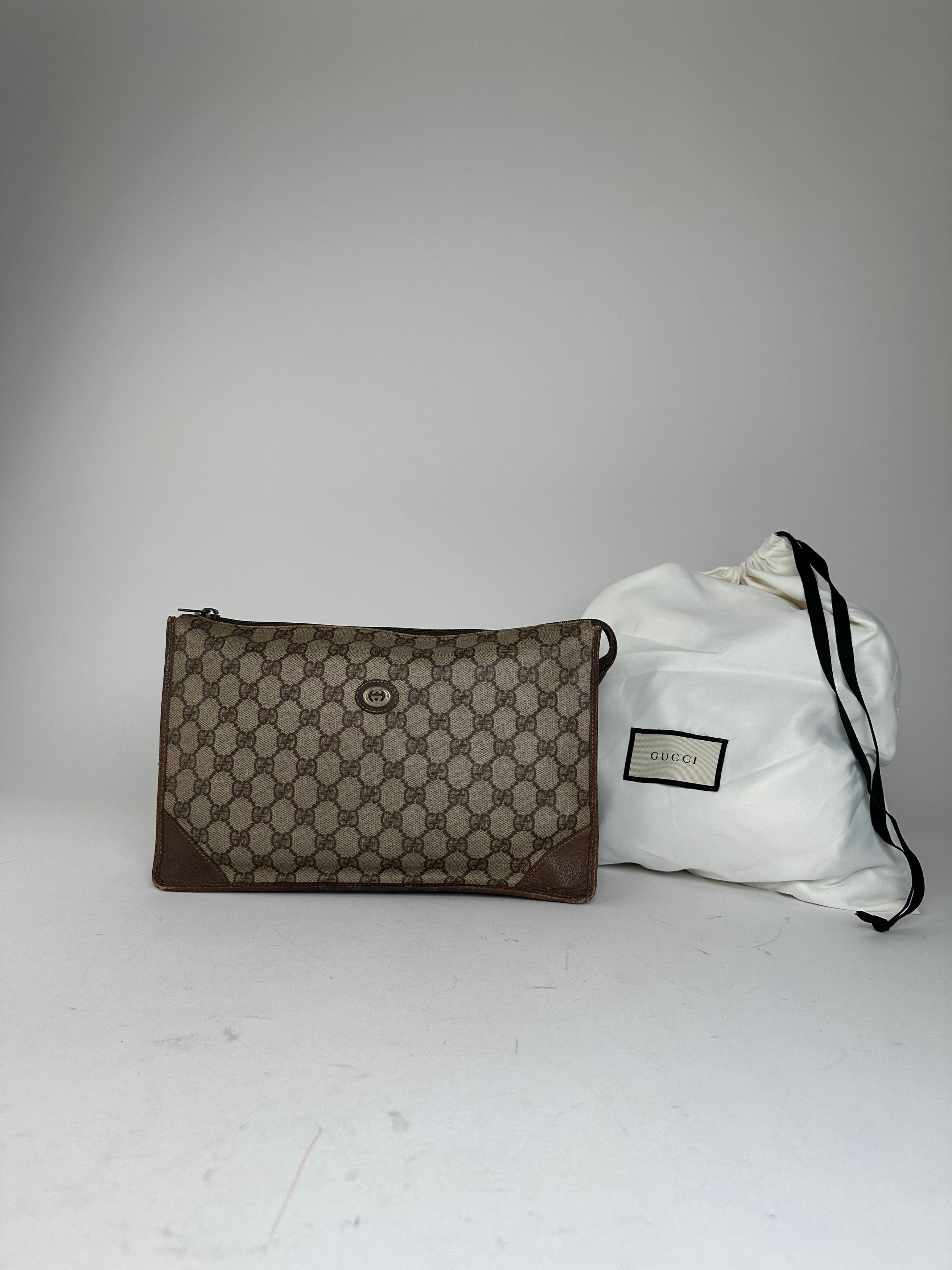 Gucci Vintage GG Supreme Monogram Coated Canvas Zip Pouch Beige Eb Size ONE SIZE - 1 Thumbnail