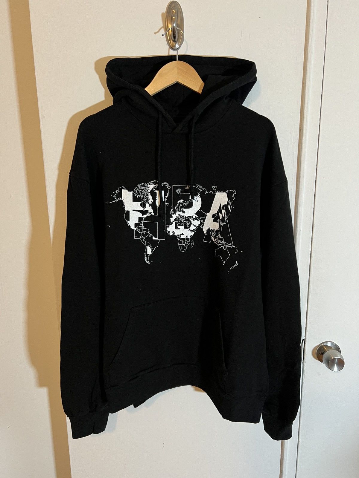 image of Hood By Air HBA Black Map Graphic Hoodie, Men's (Size Large)