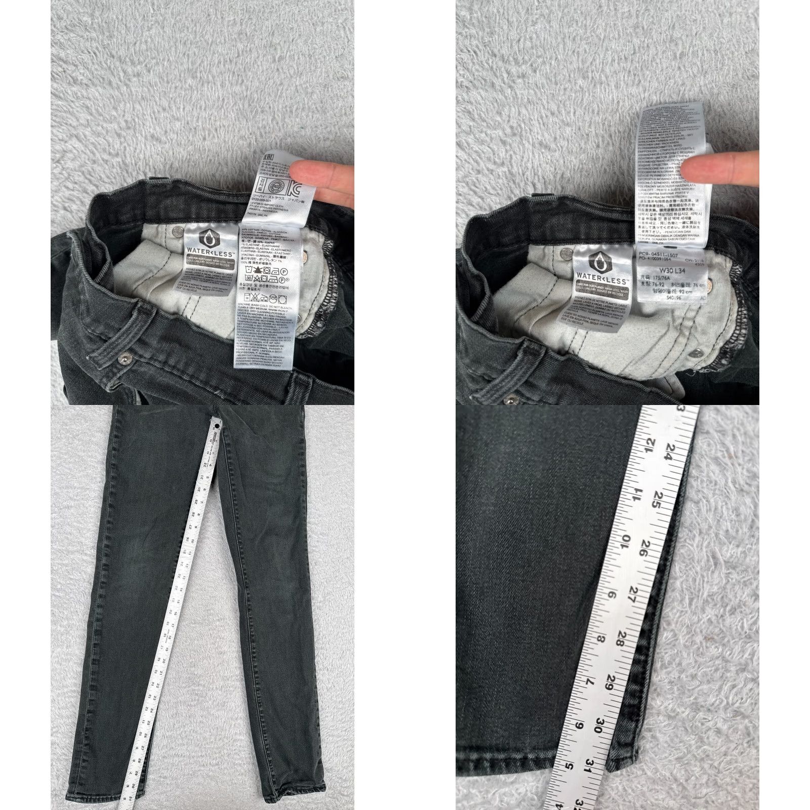 Levi's Levi's 501 Jeans Women 30 Black Denim Slim Fit 28x31 Button Fly Distressed Size 30" / US 8 / IT 44 - 8 Thumbnail