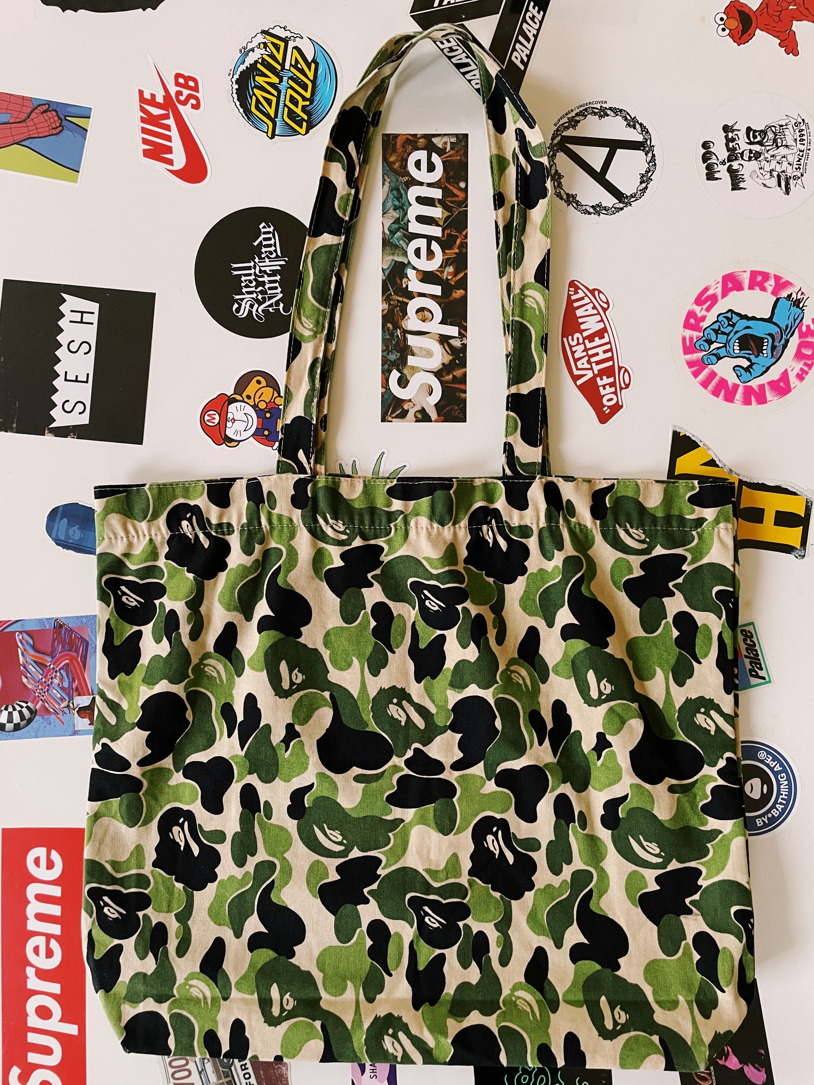 image of Y2K Bape A Bathing Ape Abc Camo Tote Bag Green, Men's