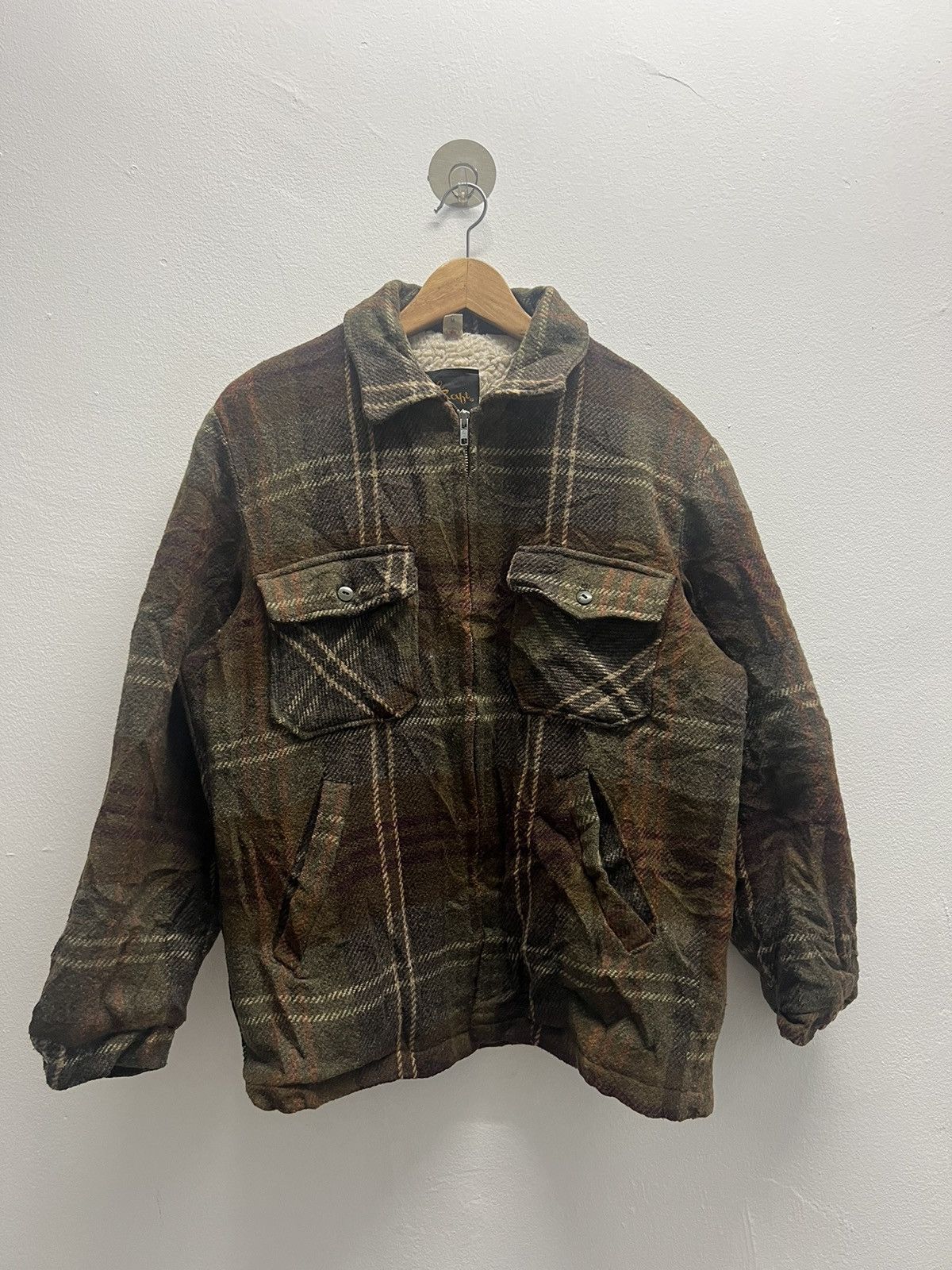 image of Made In USA x Vintage Cal Craft Deep Pile Lining Tartan in Brown, Men's (Size Medium)