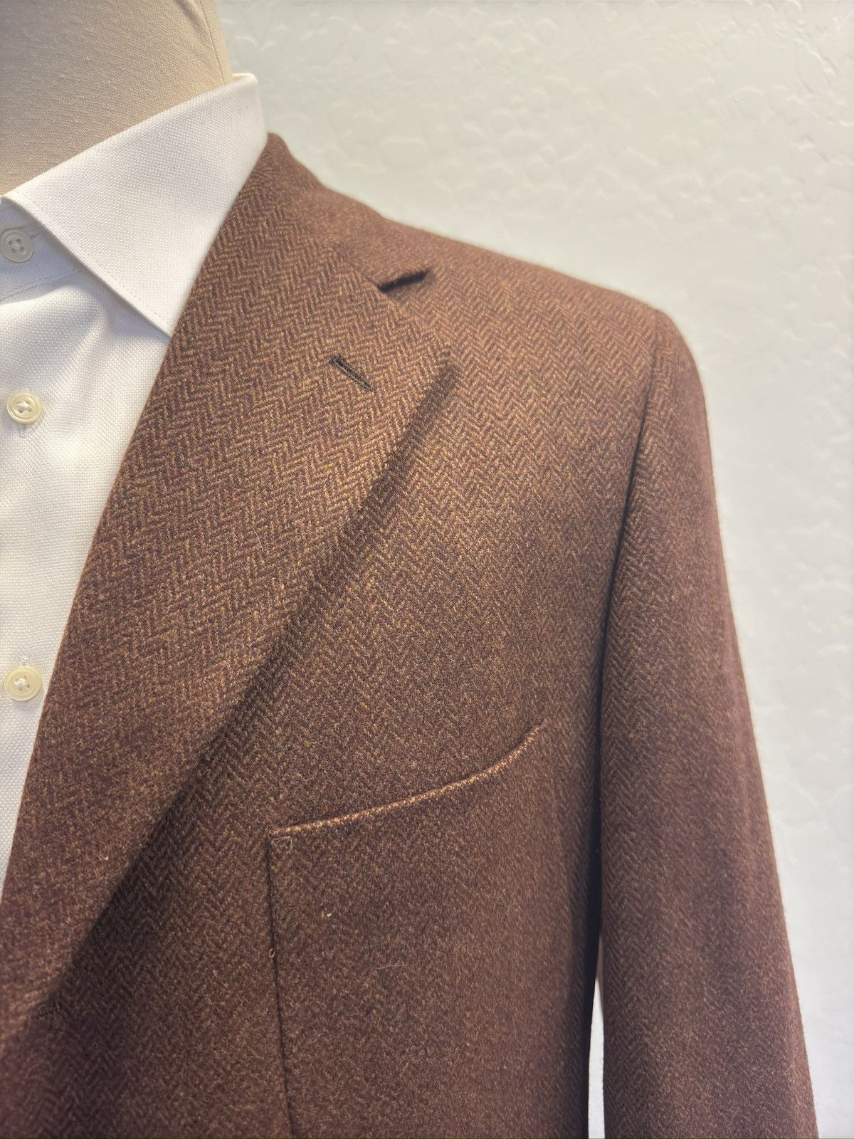 Paul Stuart Paul Stuart Herringbone Soft Wool Unconstructed Suit Jacket Size 46R - 2 Thumbnail