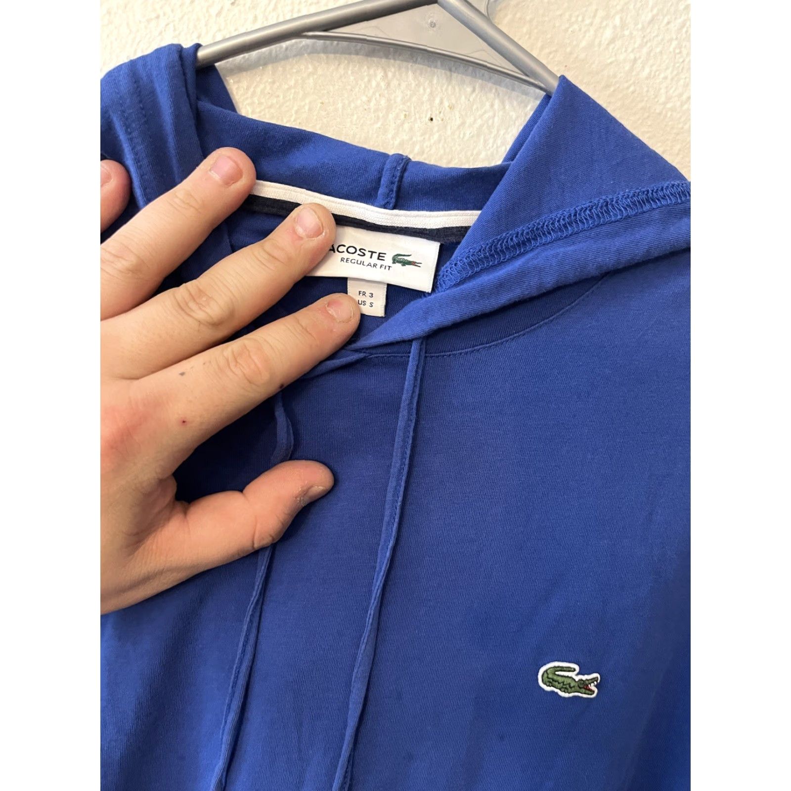 Lacoste Lacoste Mens Hoodie T-Shirt Blue Long Sleeve Lightweight Pullover Casual Crew Neck Knit Cotton Regular S Small Size US S / EU 44-46 / 1 - 3 Thumbnail