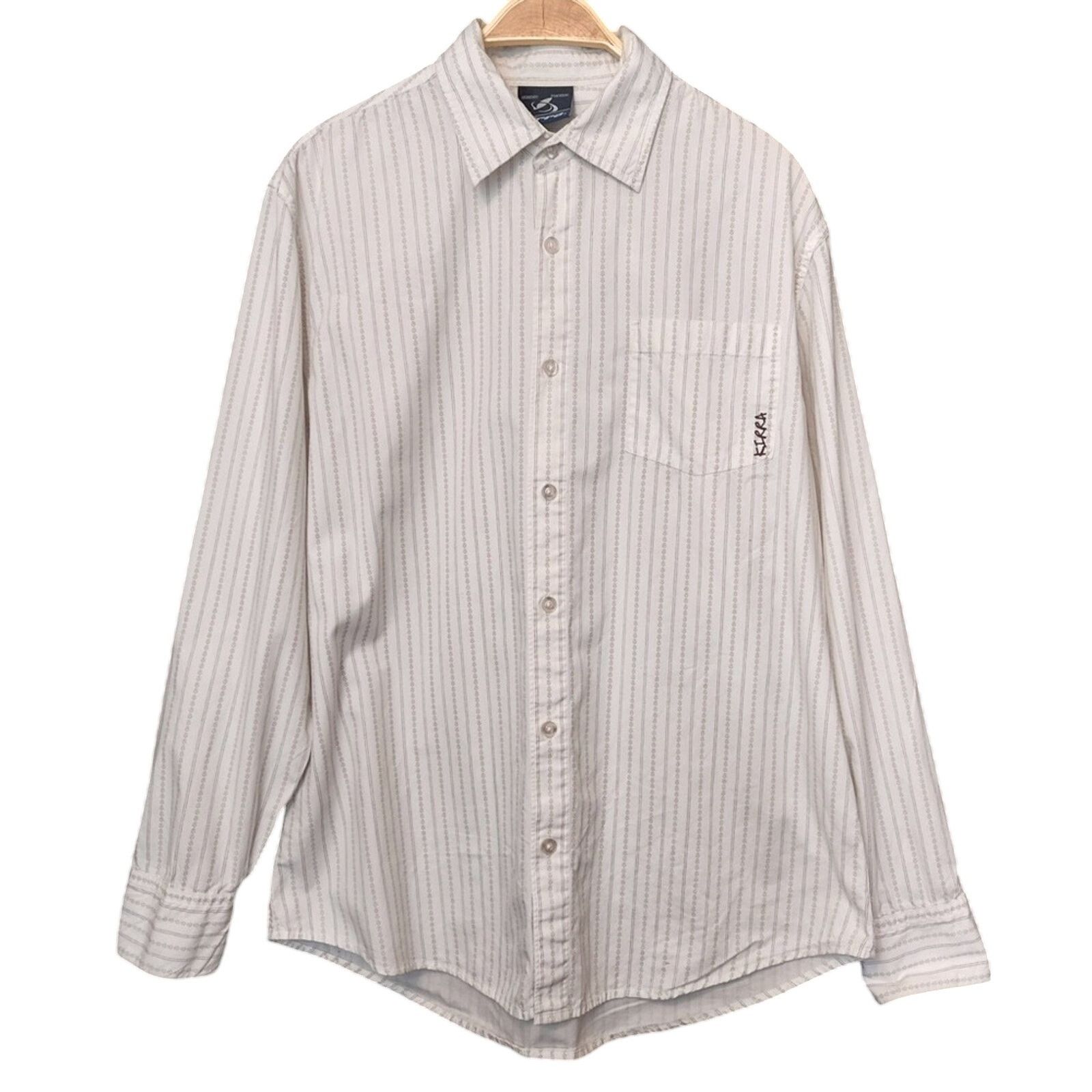 Kirra Kirra Men’s Cotton White Geometric Striped Button Up Shirt Size US L / EU 52-54 / 3 - 1 Thumbnail