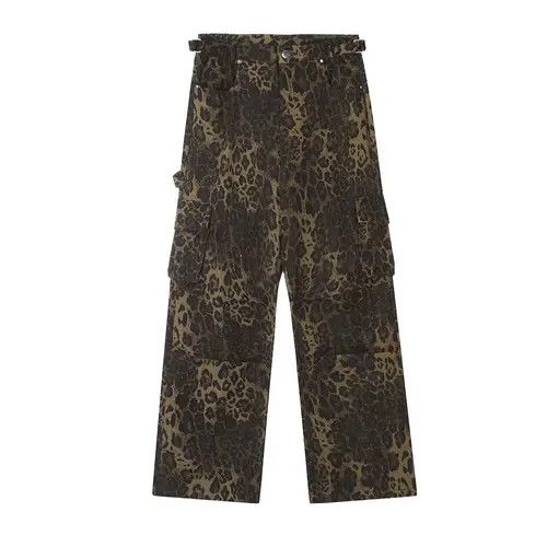 Japanese Brand Leopard casual straight trend punk loose wide-leg cargo jean Size US 32 / EU 48 - 1 Thumbnail