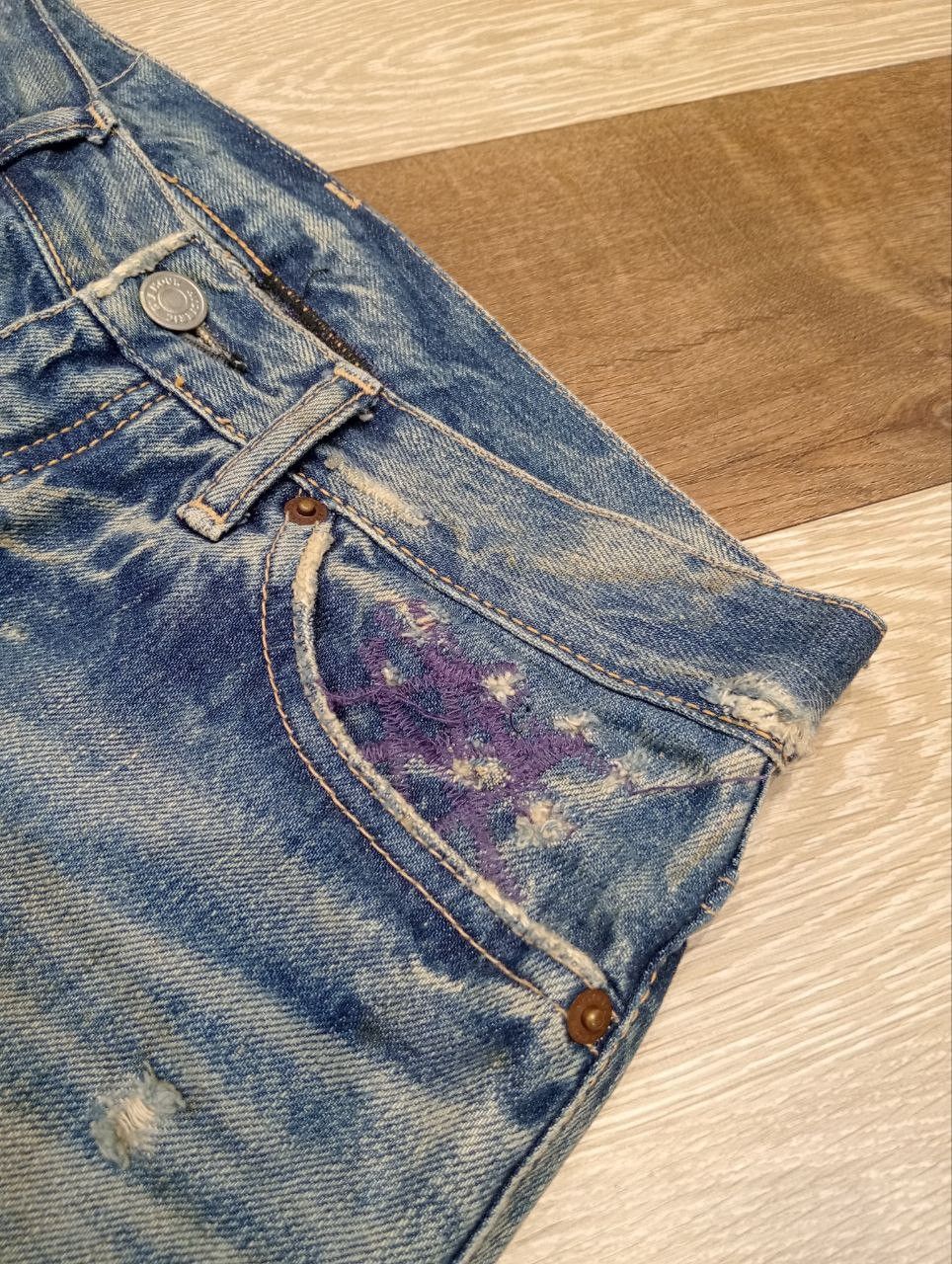 Hysteric Glamour HYSTERIC GLAMOUR KINKY BLUE DISTRESSED SELVEDGE DENIM JEANS Size US 30 / EU 46 - 7 Thumbnail