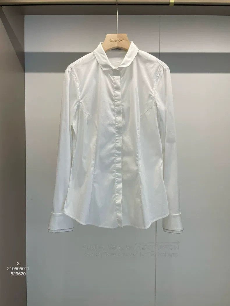 Brunello Cucinelli Brunello Cucinelli White Cotton Slim Fit Long Sleeve Shirt Size XL / US 12-14 / IT 48-50 - 1 Thumbnail