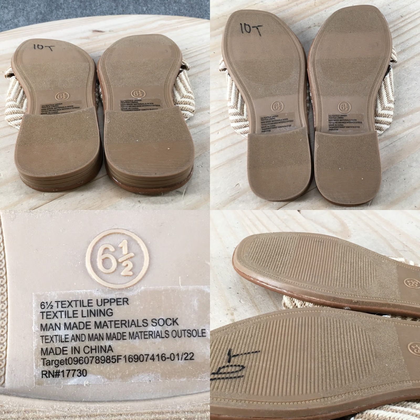 Vintage Universal Thread Sandals Womens 6.5 Louise Chevron Open Toe Slide Beige Size US 7 / IT 37 - 8 Thumbnail