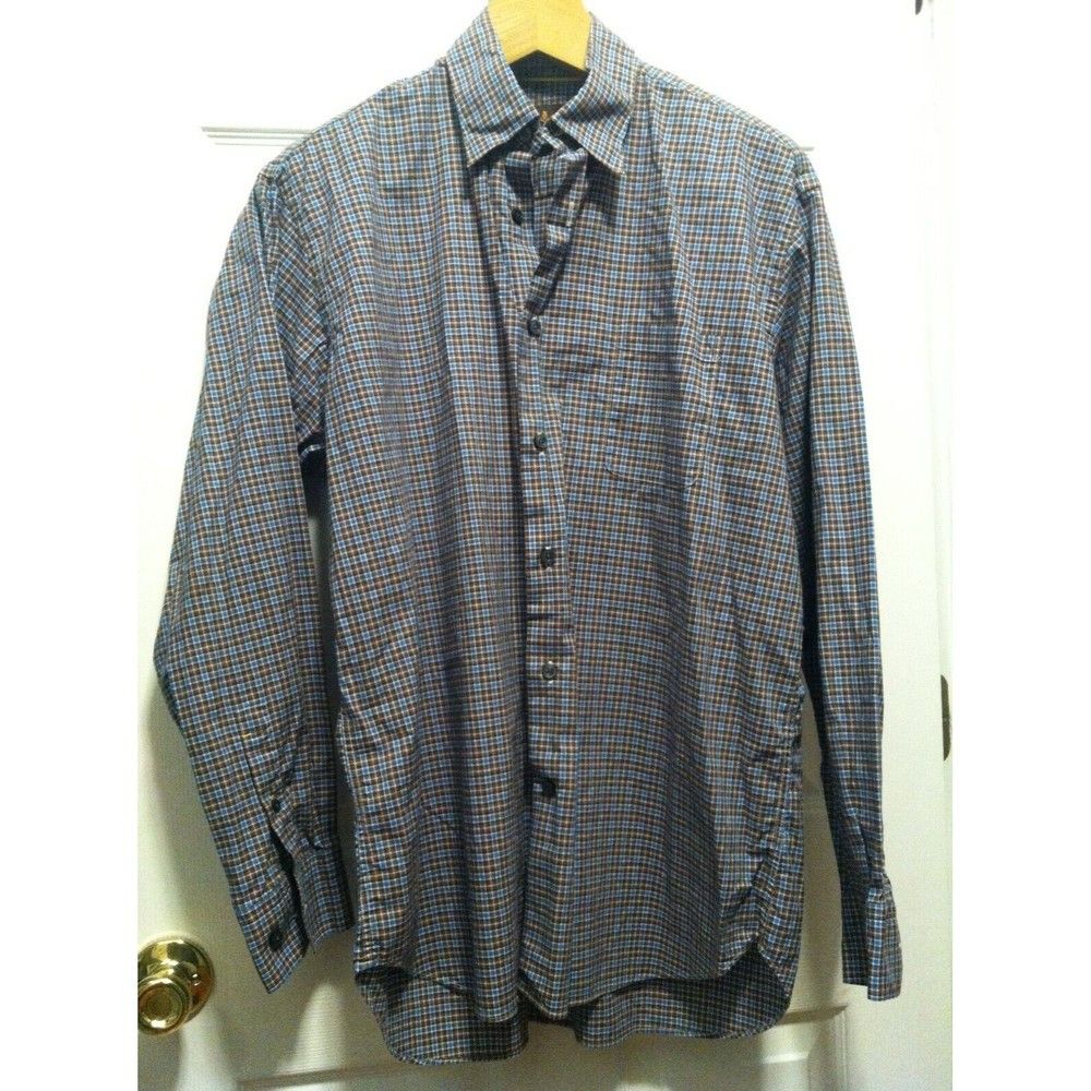 Robert Talbott ROBERT TALBOTT MEN'S BLUE/BROWN 100%COTTON CASUAL SHIRT L Size US L / EU 52-54 / 3 - 2 Thumbnail