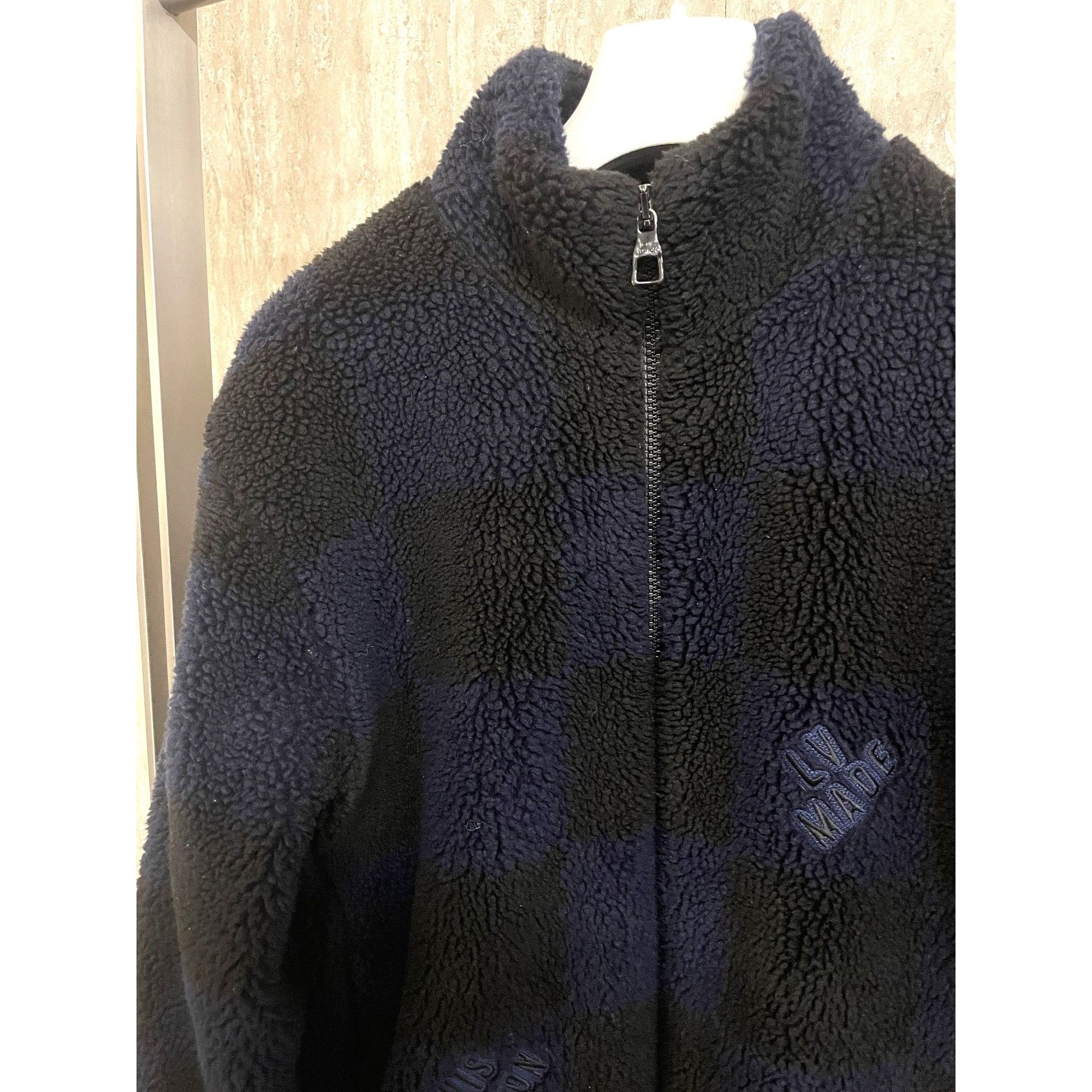 Louis Vuitton Louis Vuitton Checkered Navy & Black Sherpa Jacket Mens Full Size US XXL / EU 58 / 5 - 4 Thumbnail