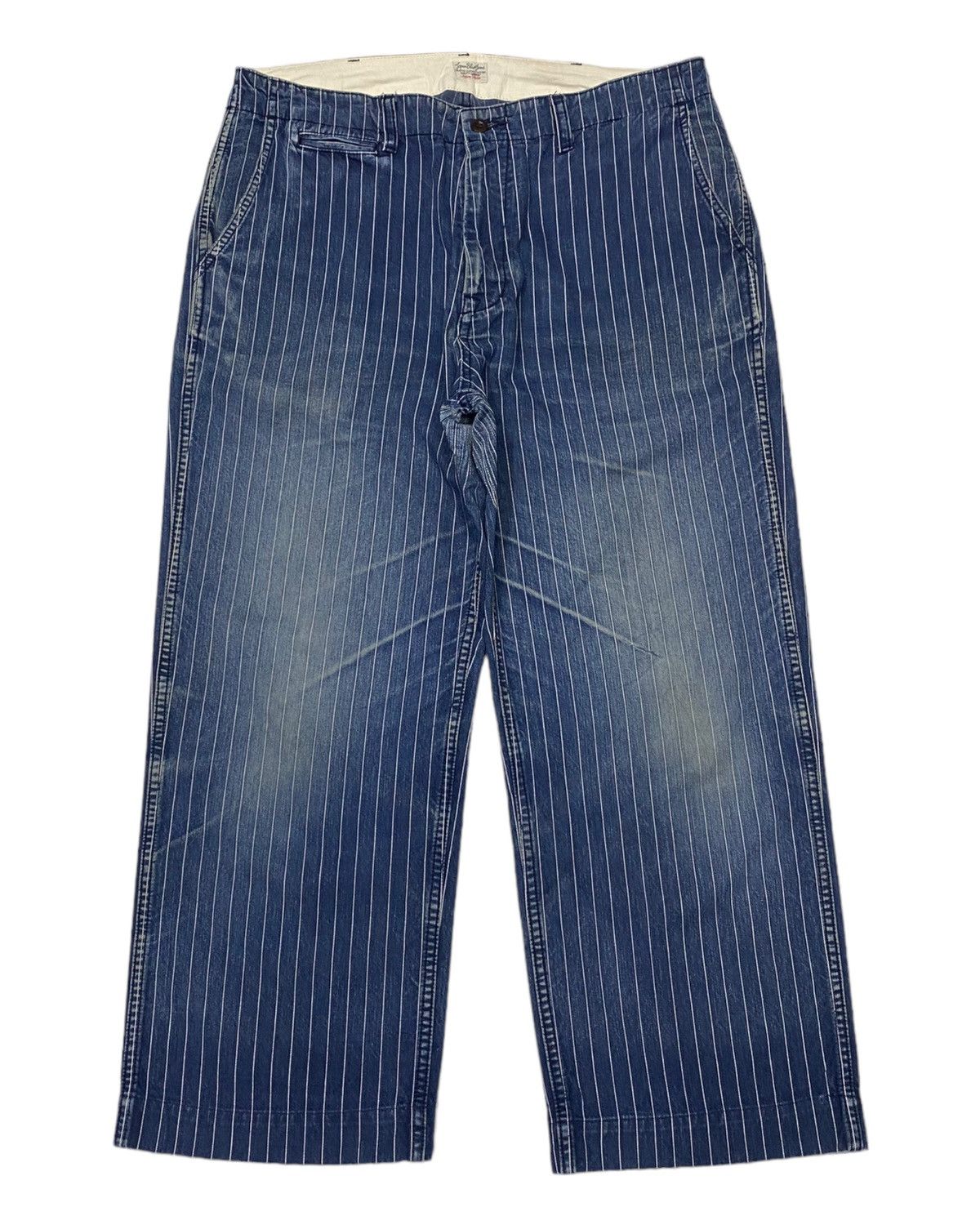 image of Vintage Japan Blue Baggy Striped Baggy Loose Pants, Men's (Size 35)
