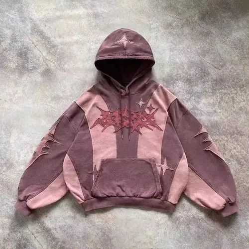 VIBE Custom Star Patchwork Oversized Pullover Hoodies Size US L / EU 52-54 / 3 - 1 Thumbnail