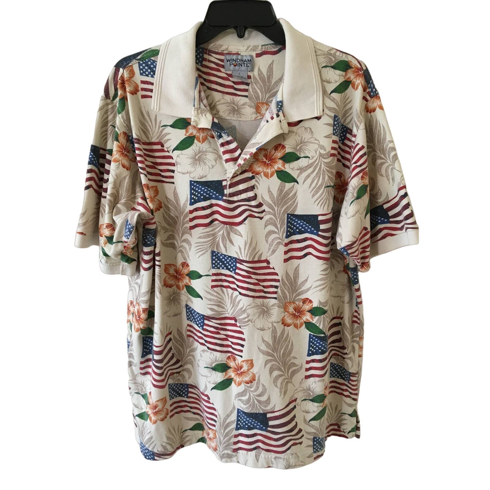 Other Windham Pointe L Hawaiin Patriotic Short Sleeve Polo Shirt Size US L / EU 52-54 / 3 - 1 Thumbnail