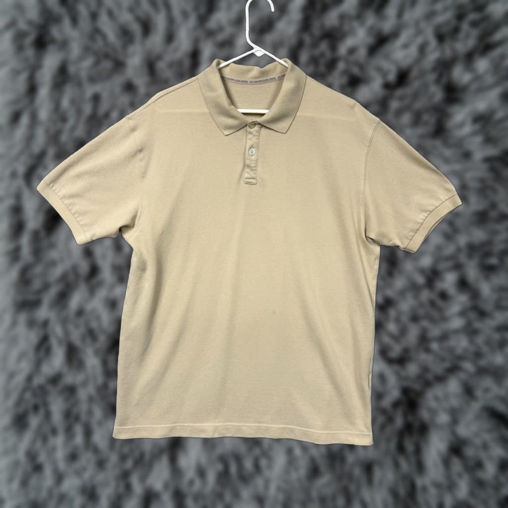 Vintage VINTAGE? No — Calvin Klein Jeans Polo Shirt Mens M Beige Golf Tennis Earthy Granola Boy Preppy Size US M / EU 48-50 / 2 - 1 Thumbnail