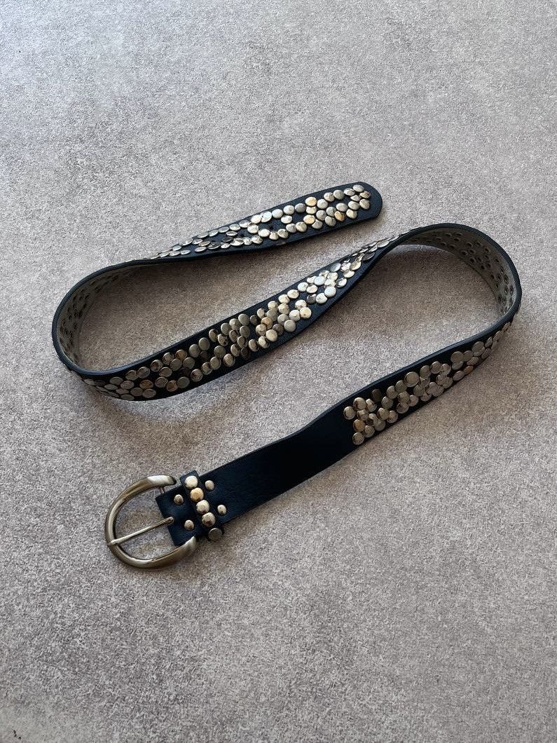 Pre-owned Avant Garde B.b. Simon Style Leather Belt With Crystals  In Black