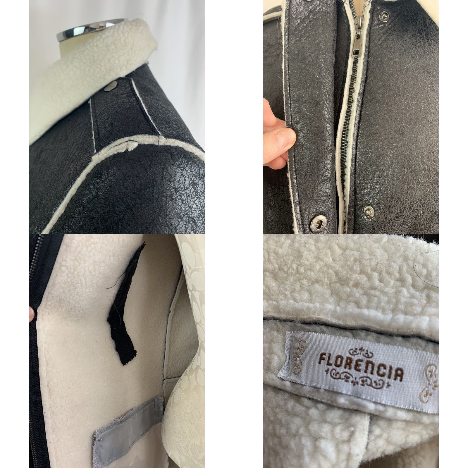 Vintage VINTAGE Florencia Coat Zip Florencia Black Faux Suede Faux Sherpa Jacket Women Small 18" Chest 35" Shoulder to Hem 21" Sleeve Mens? Size S / US 4 / IT 40 - 8 Thumbnail