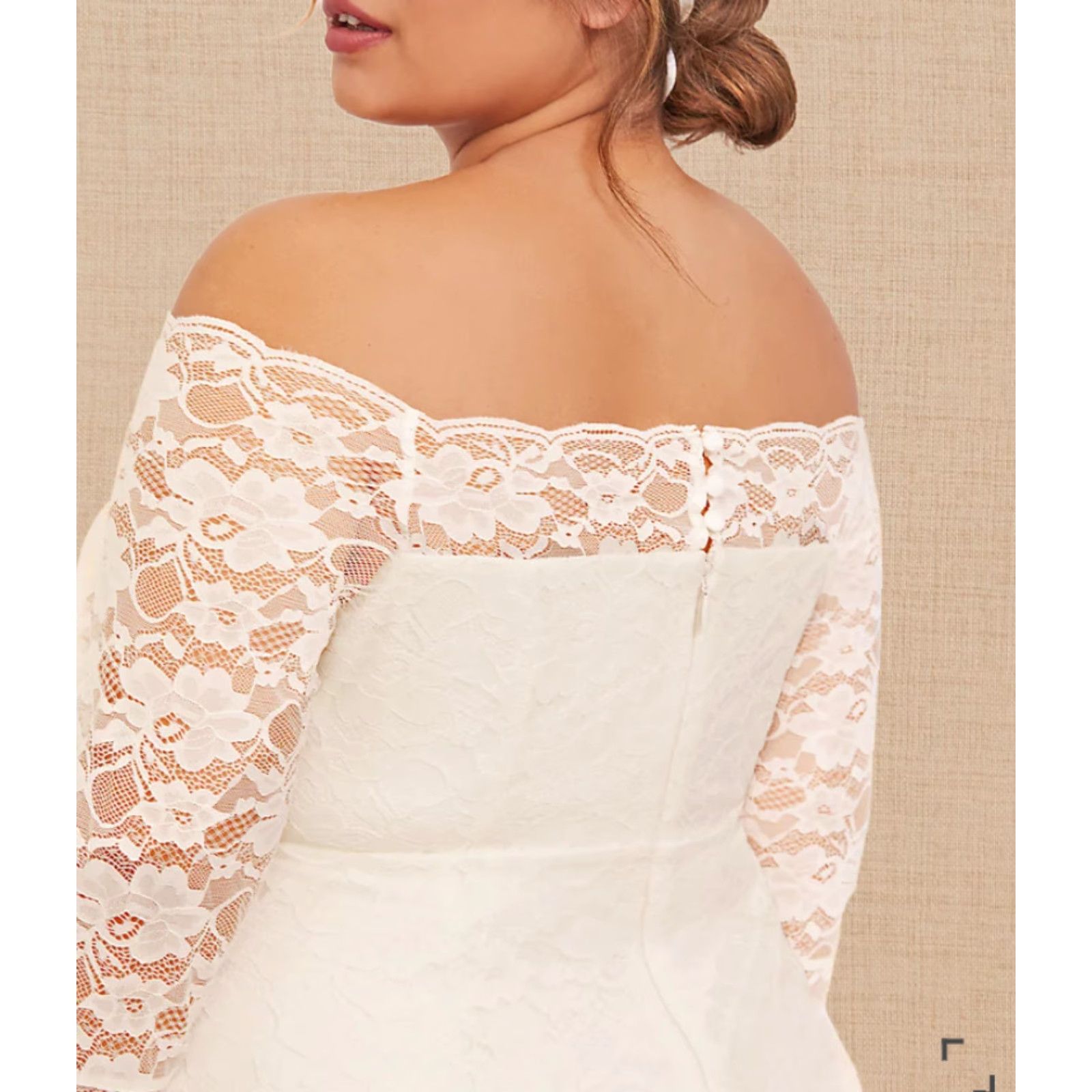 Torrid Torrid Ivory Lace Bodycon Dress-Size 22 Midi OFF Shoulder 3/4 Sleeve Formal Plus Women Size 3XL / US 20-22 - 4 Thumbnail