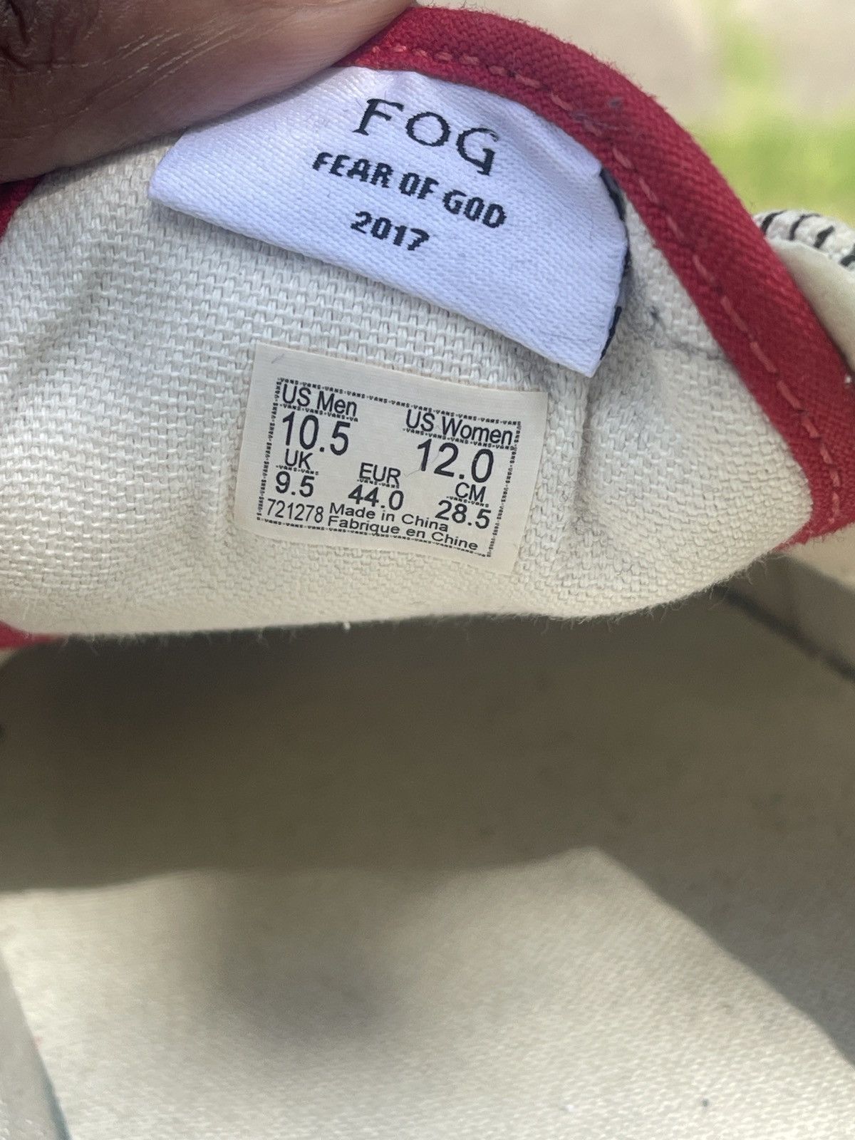 Fear of God × Vans Fear of God x Era 95 DX Collection 2 Red Size US 10.5 / EU 43-44 - 7 Thumbnail
