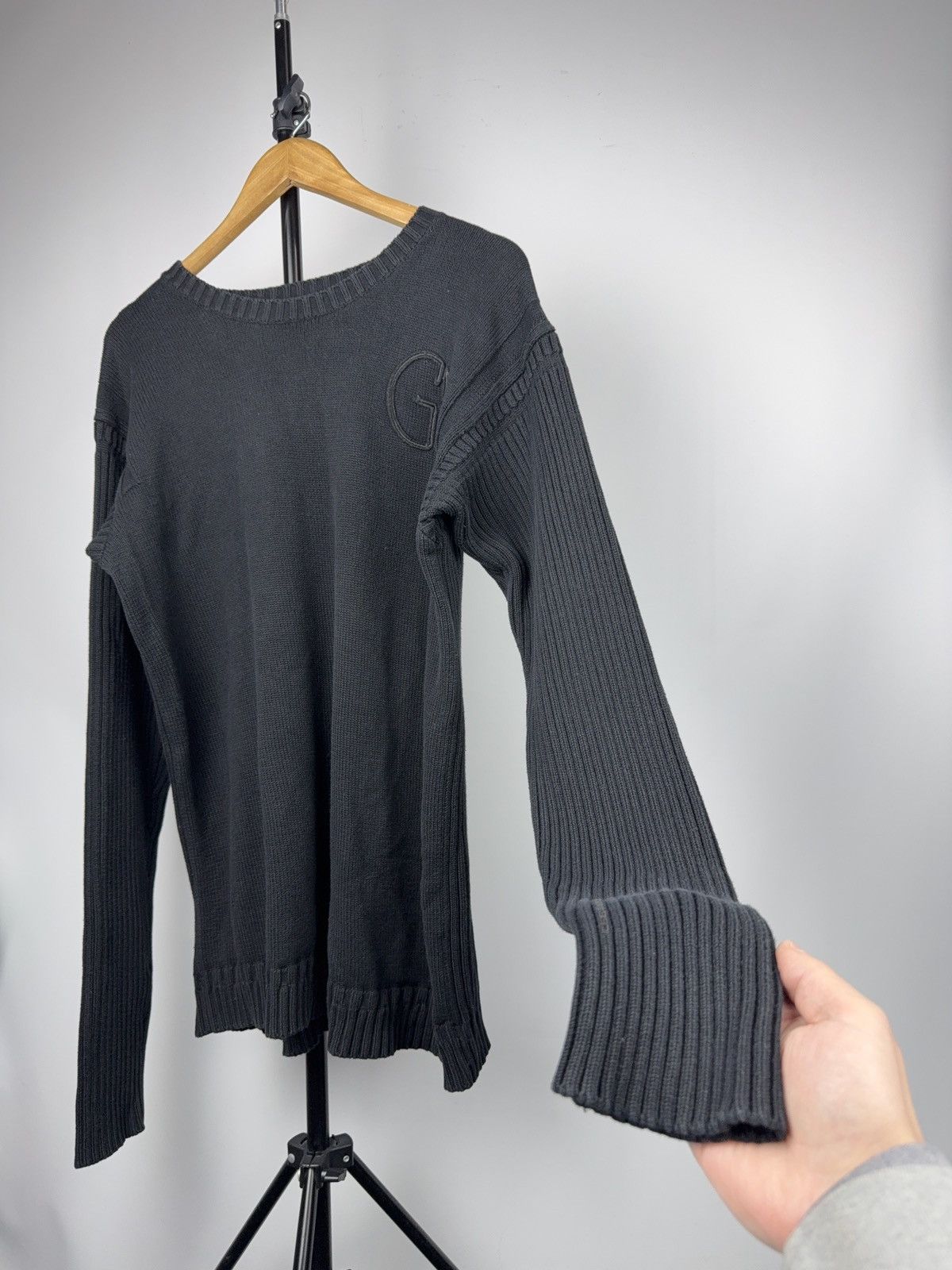 G-Star Avant Garde 00s G-Star RAW Black Knit Sweater Embossed Logo Size US XL / EU 56 / 4 - 10 Thumbnail
